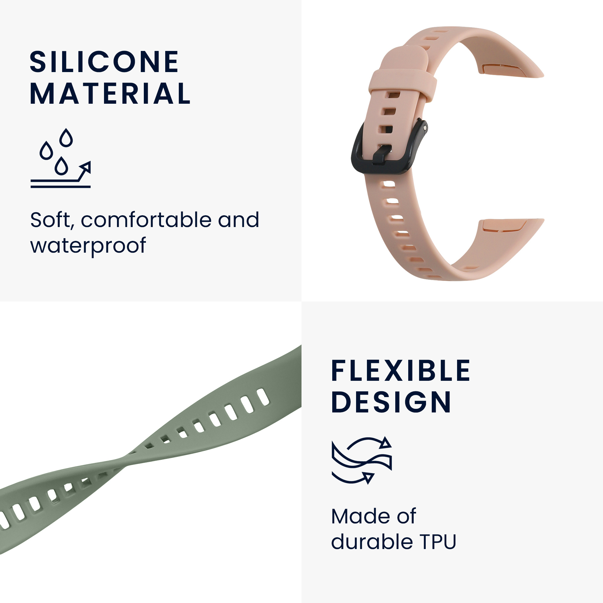 Sada řemínků na chytré hodinky Huawei Band 6 / 6 Pro / Honor Band 7 / 6 2 ks pudrově růžovo-pastelově zelené