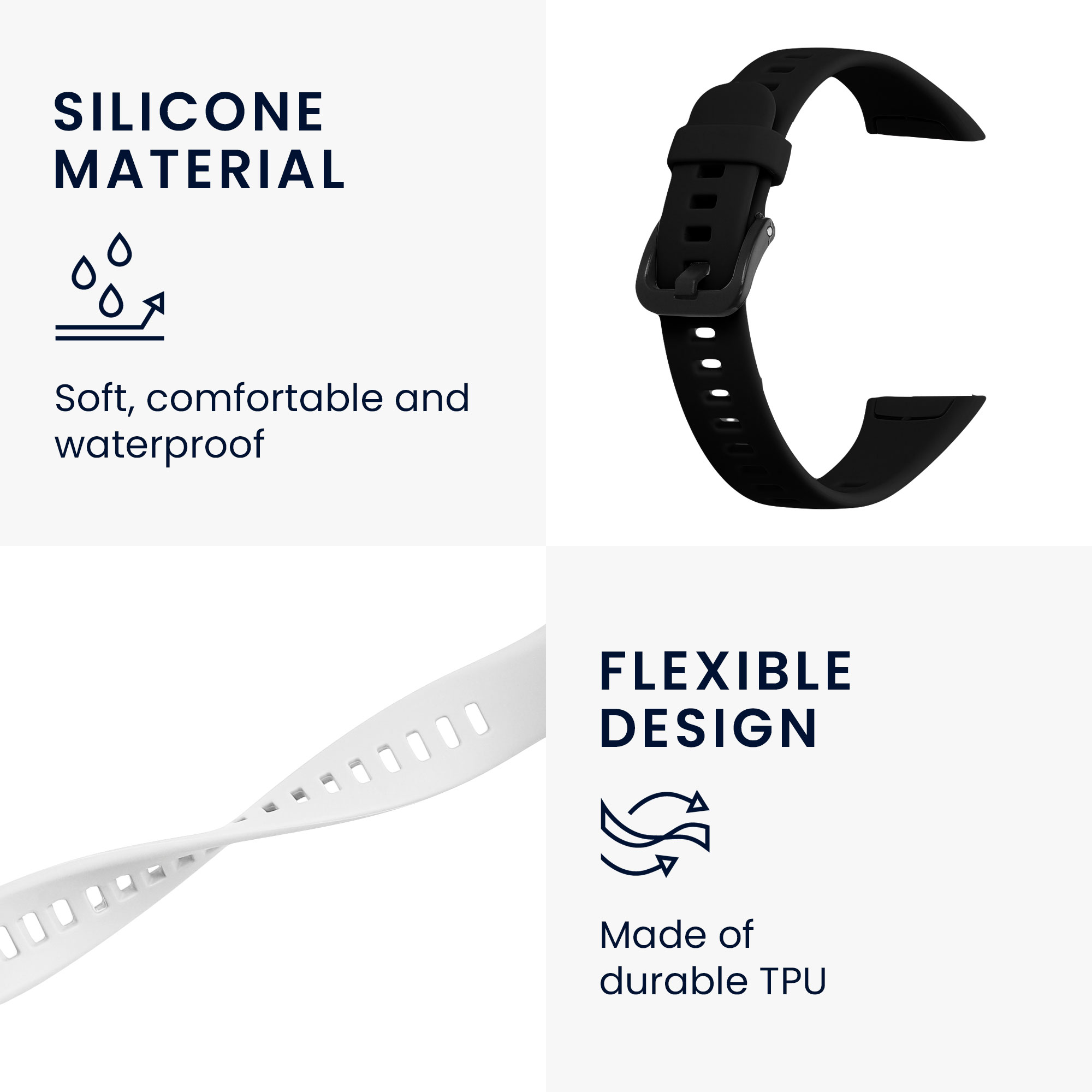 Sada řemínků na chytré hodinky Huawei Band 6 / 6 Pro / Honor Band 7 / 6 2 ks černo-bílé