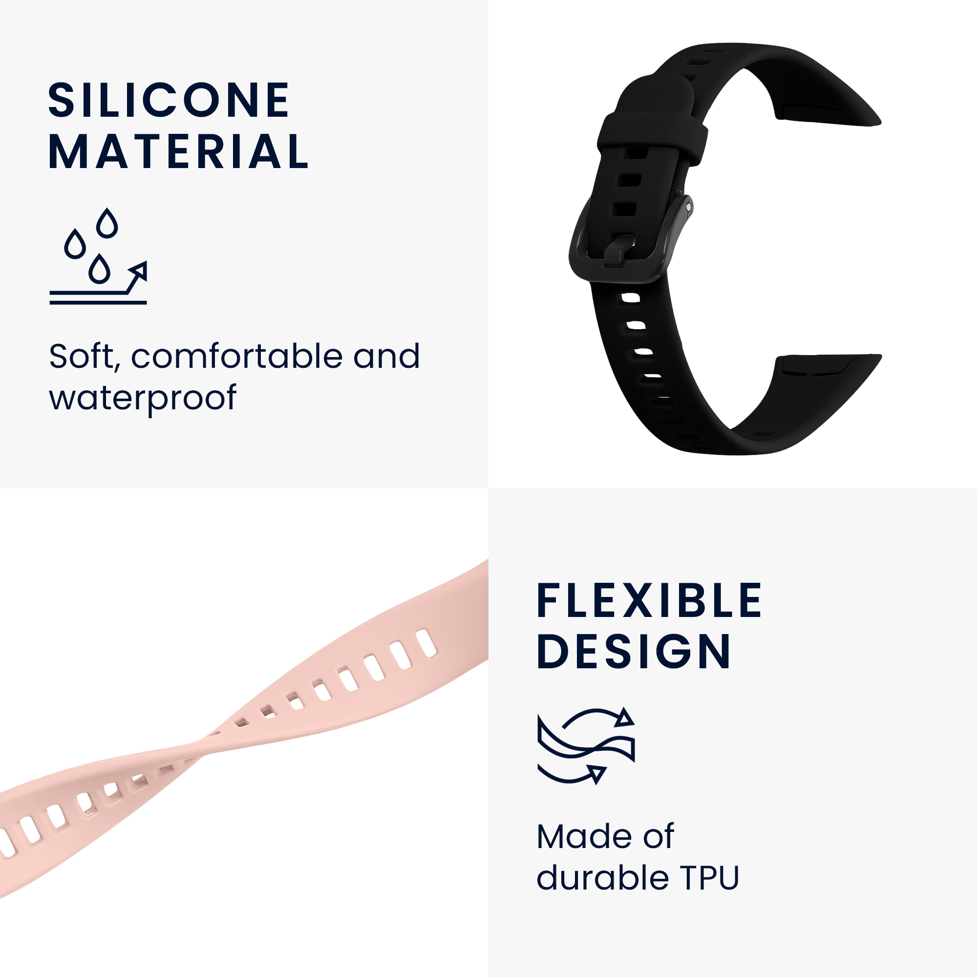 Sada řemínků na chytré hodinky Huawei Band 6 / 6 Pro / Honor Band 7 / 6 2 ks pudrově růžové
