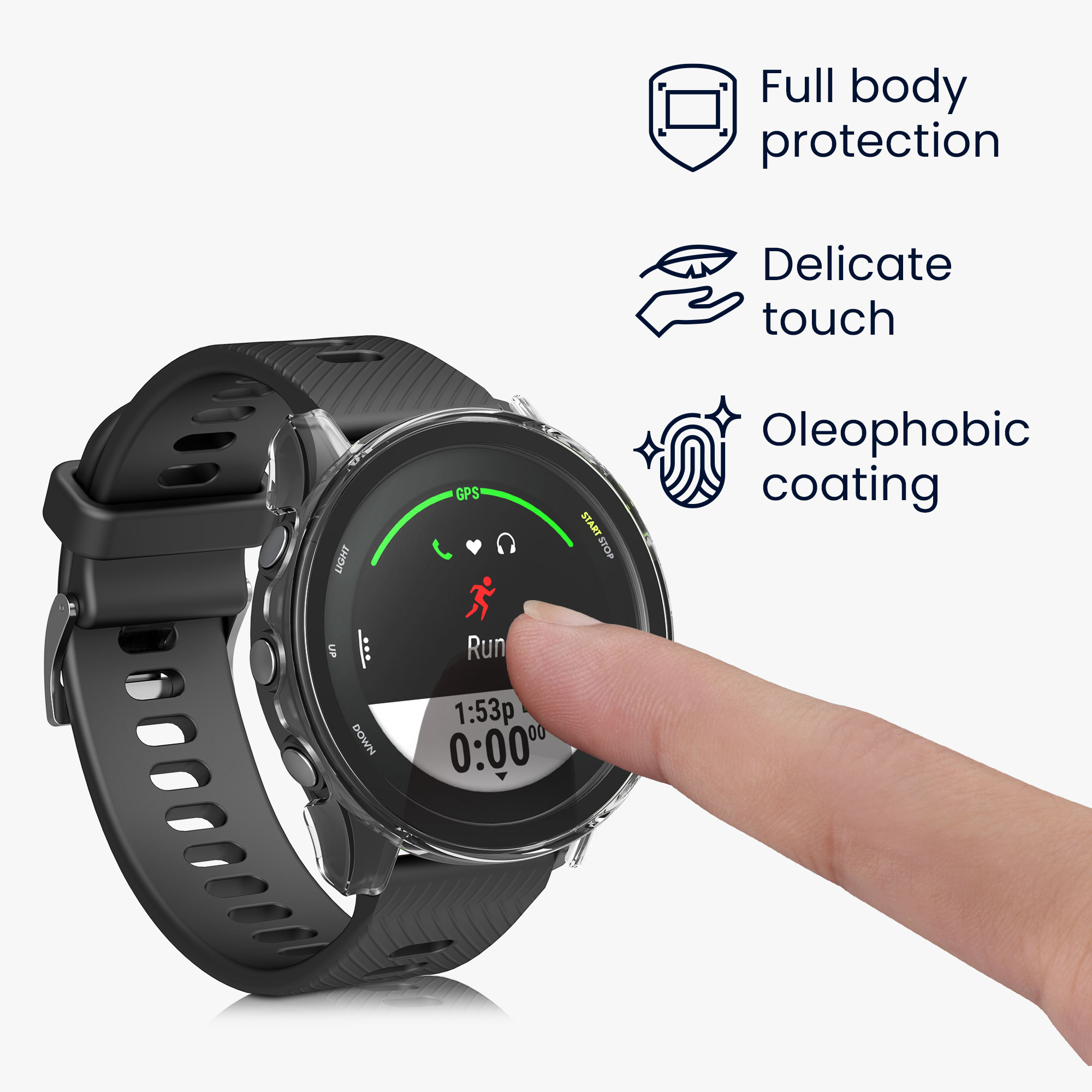 Tvrzené sklo s rámečkem Garmin Forerunner 255 / 255 kwmobile 2 ks černá / transp