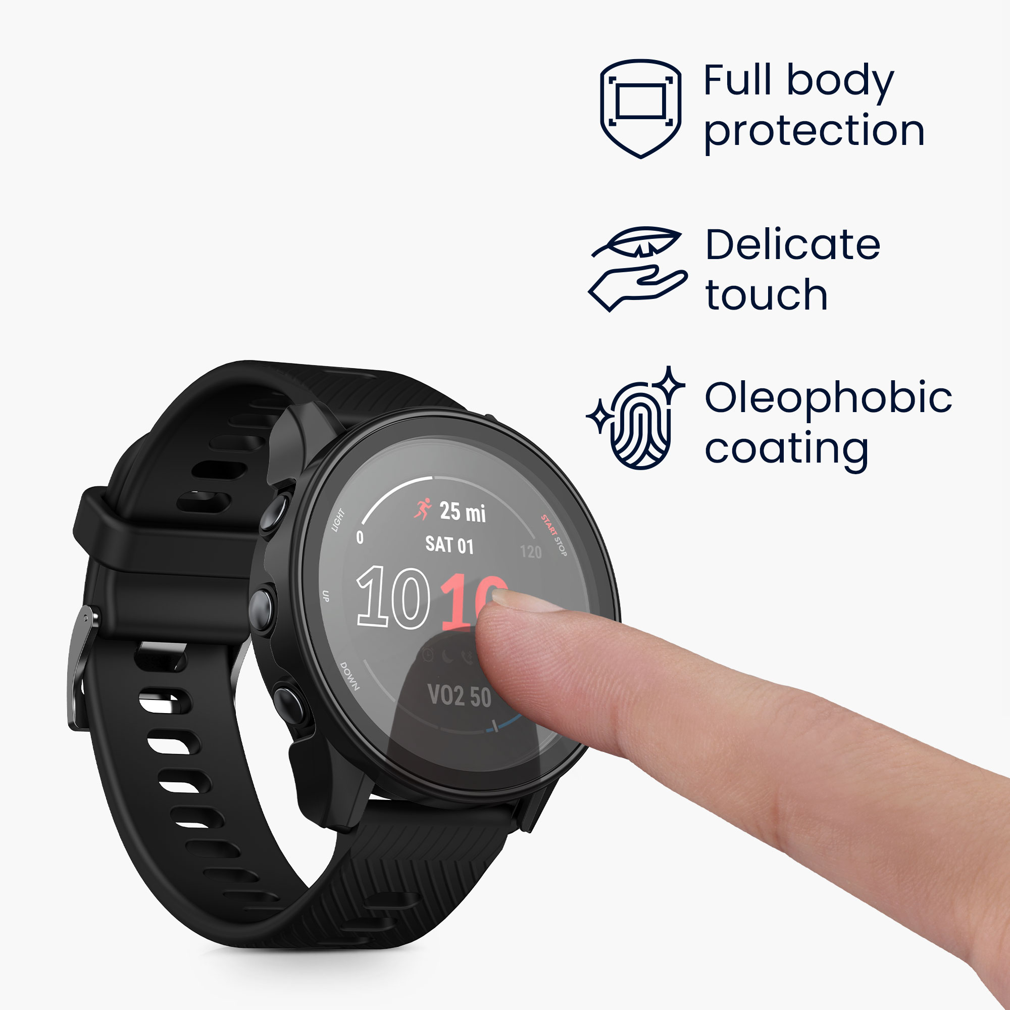 2x obal s ochranným sklem pro Garmin Forerunner 255 / 255 Music kwmobile - černá