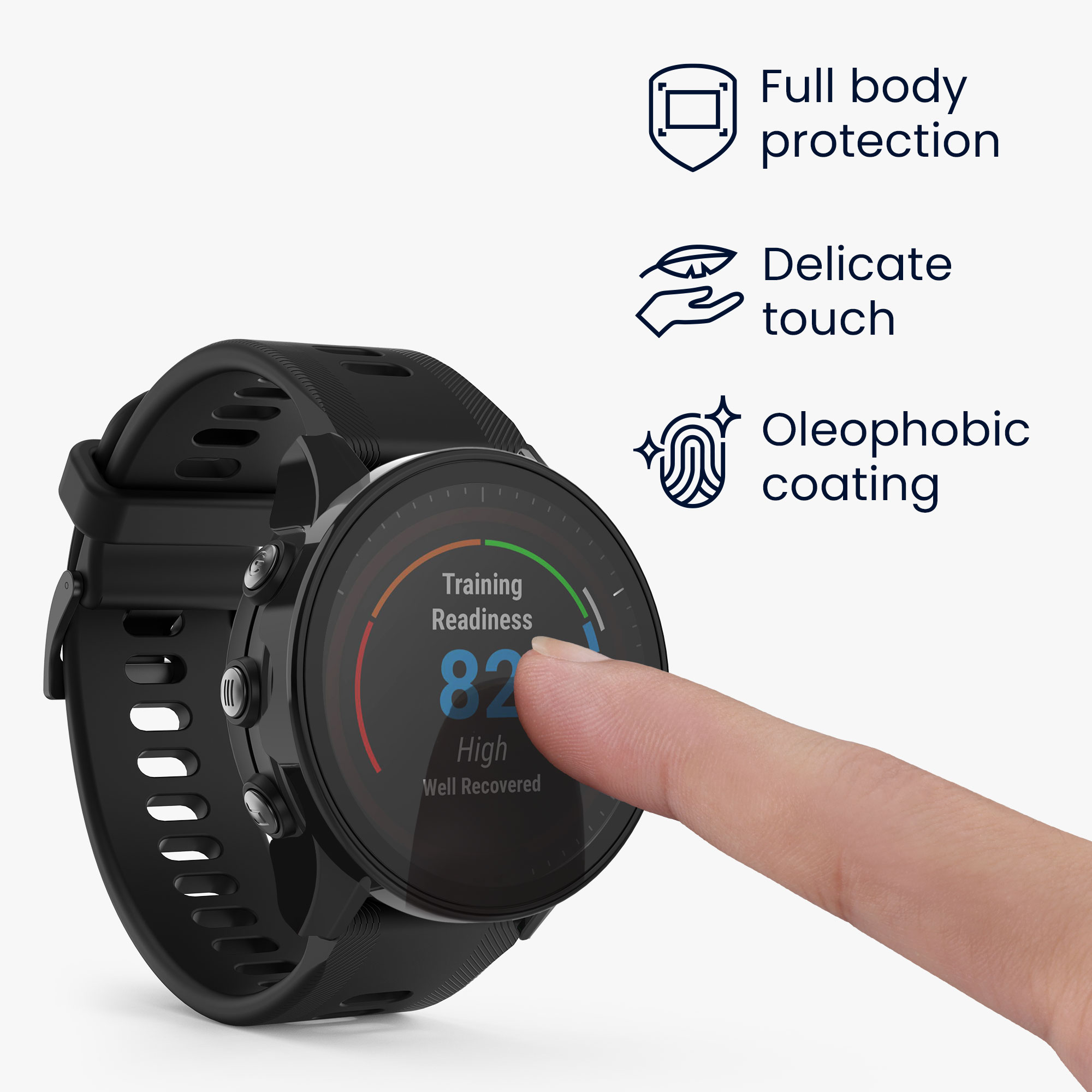Tvrzené sklo s rámečkem Garmin Forerunner 955 Solar kwmobile 2 ks černá / tmavě 