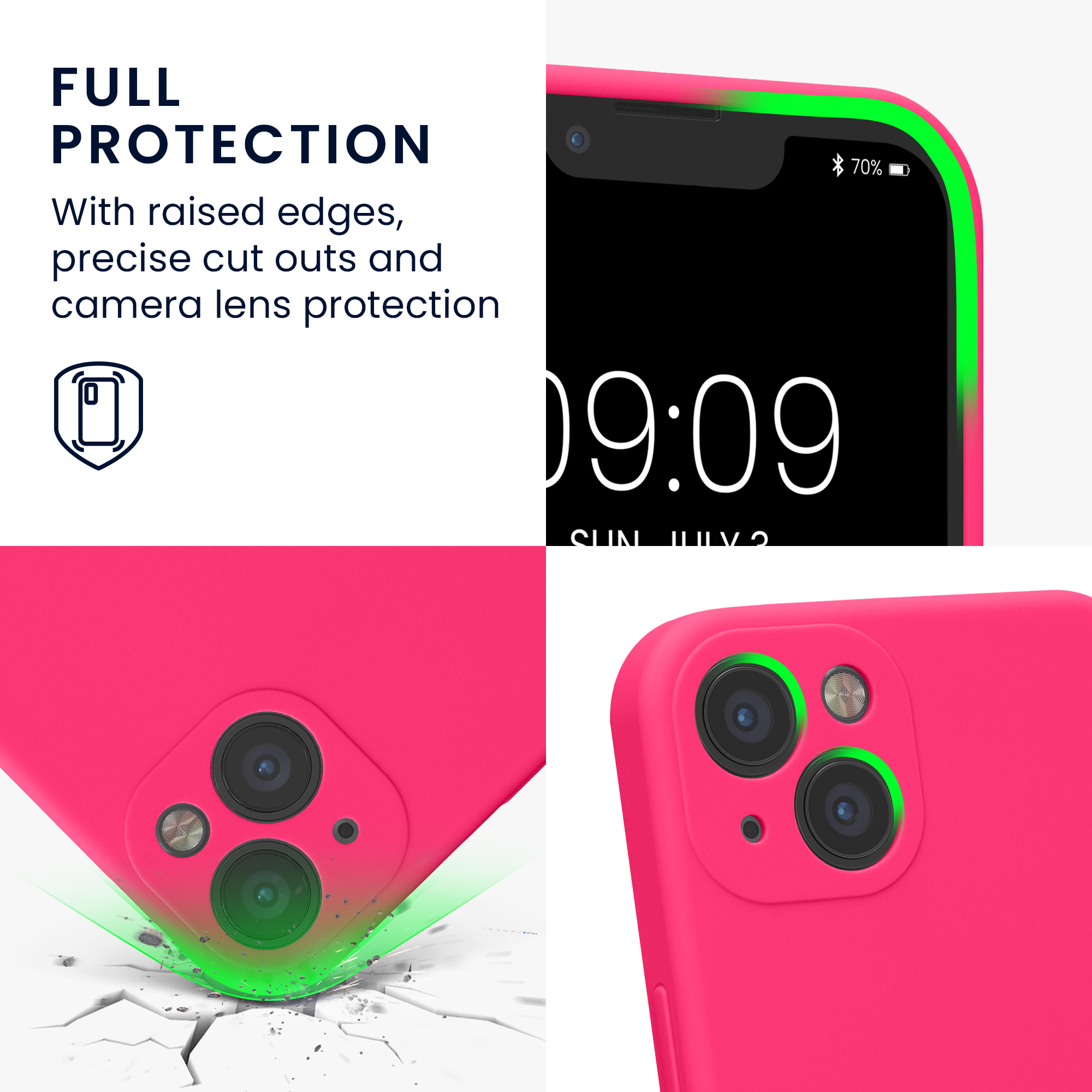 Silikonový kryt kwmobile pro iPhone 13 - neonově růžová