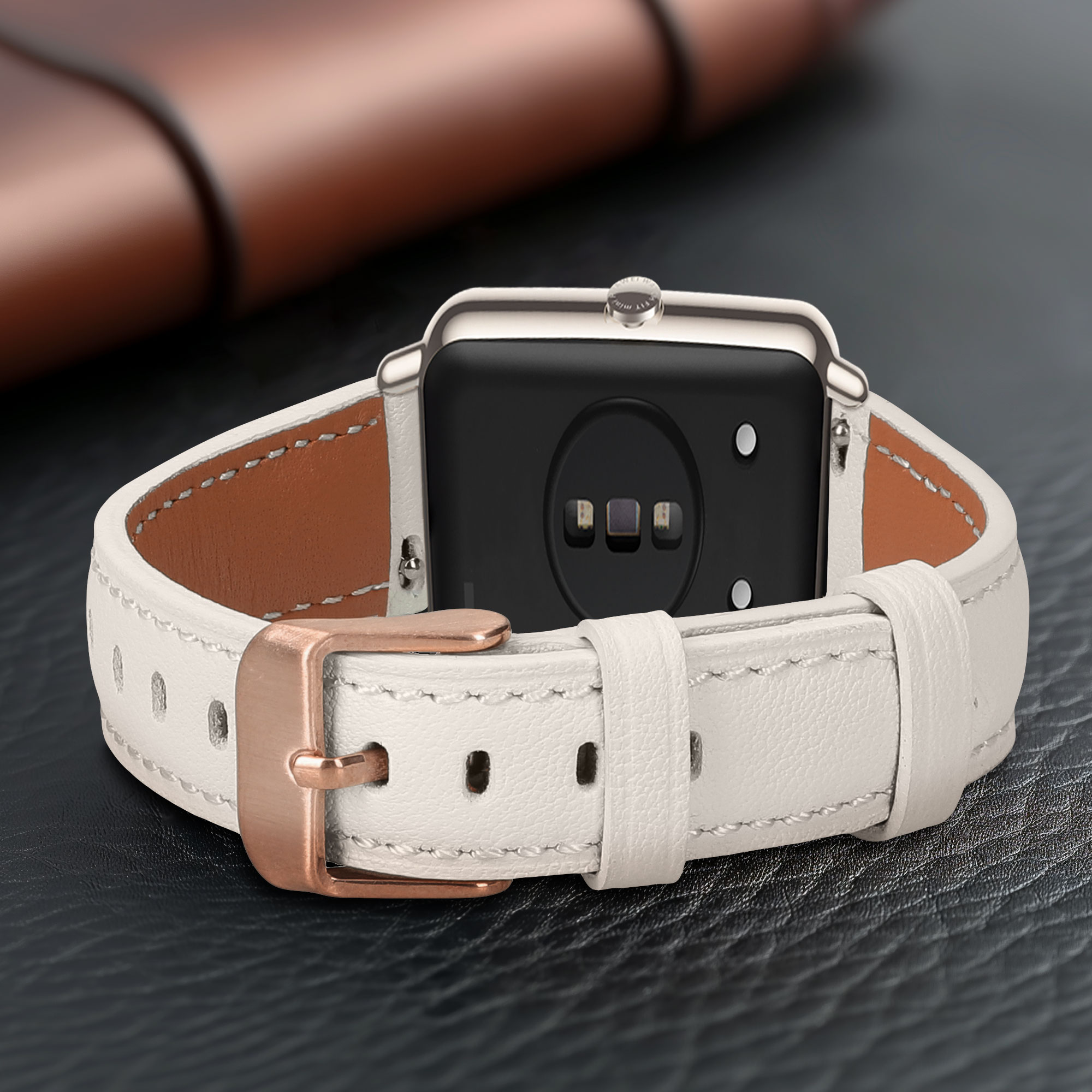 Kožený řemínek Huawei Watch Fit mini bílá/hnědá kwmobile