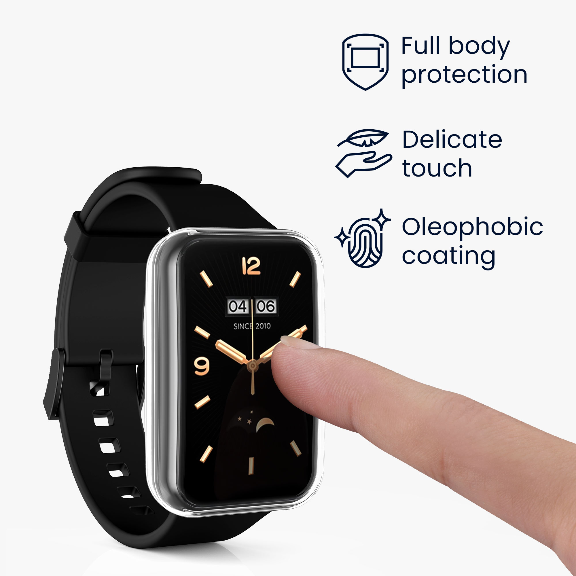 Kryt s ochranou displeje pro Xiaomi Mi Band 7 Pro, 2 ks, TPU silikon kwmobile ‑ čirá