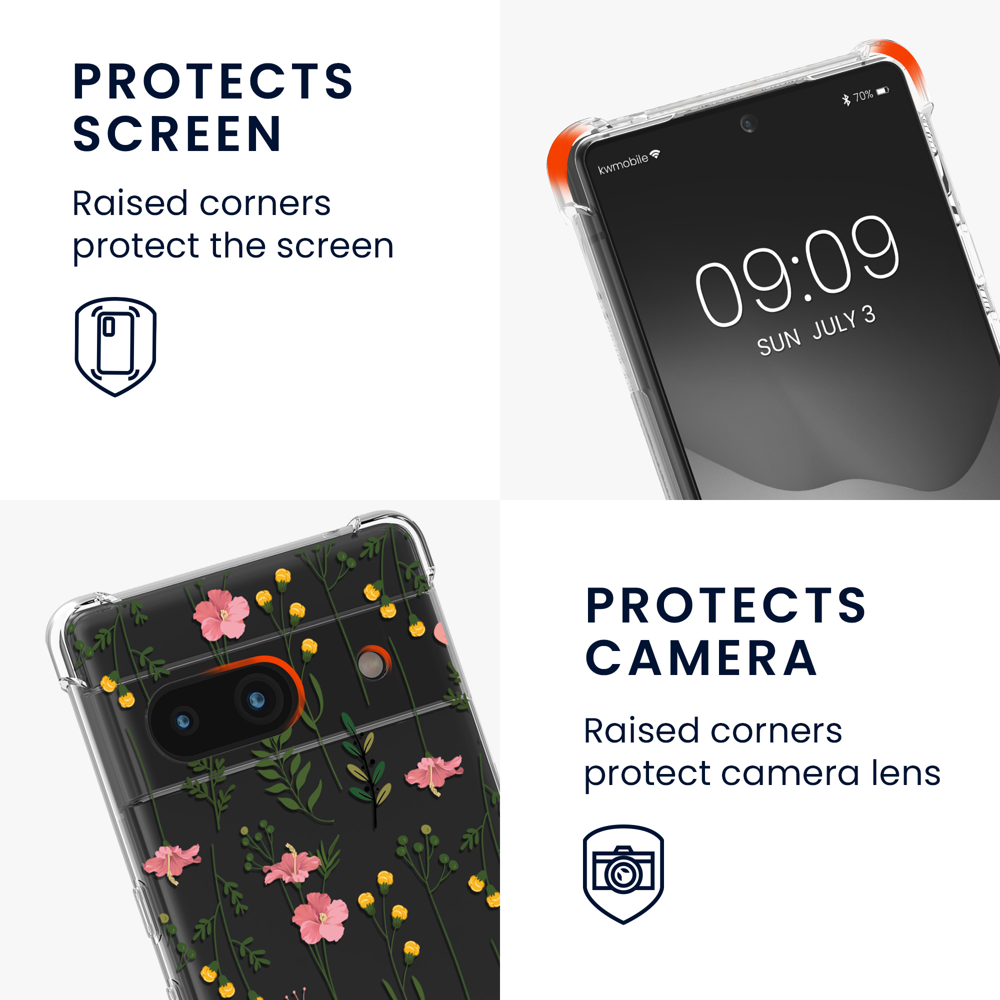 Crossbody kryt kwmobile pro Google Pixel 6 - jemné květy růžová/zelená/transparentní
