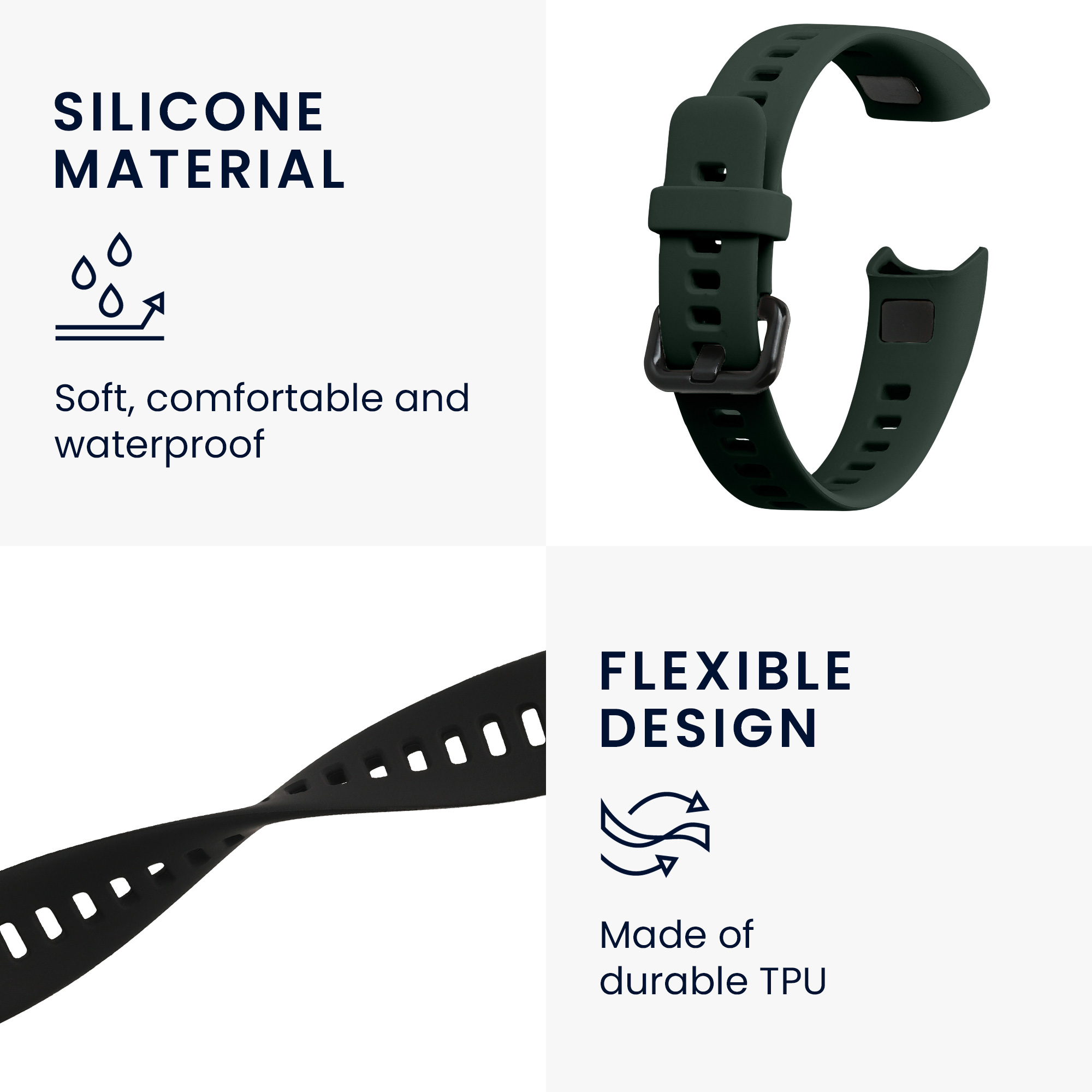 Sada řemínků na chytré hodinky Huawei Band 4 2 ks černo-tmavě zelené