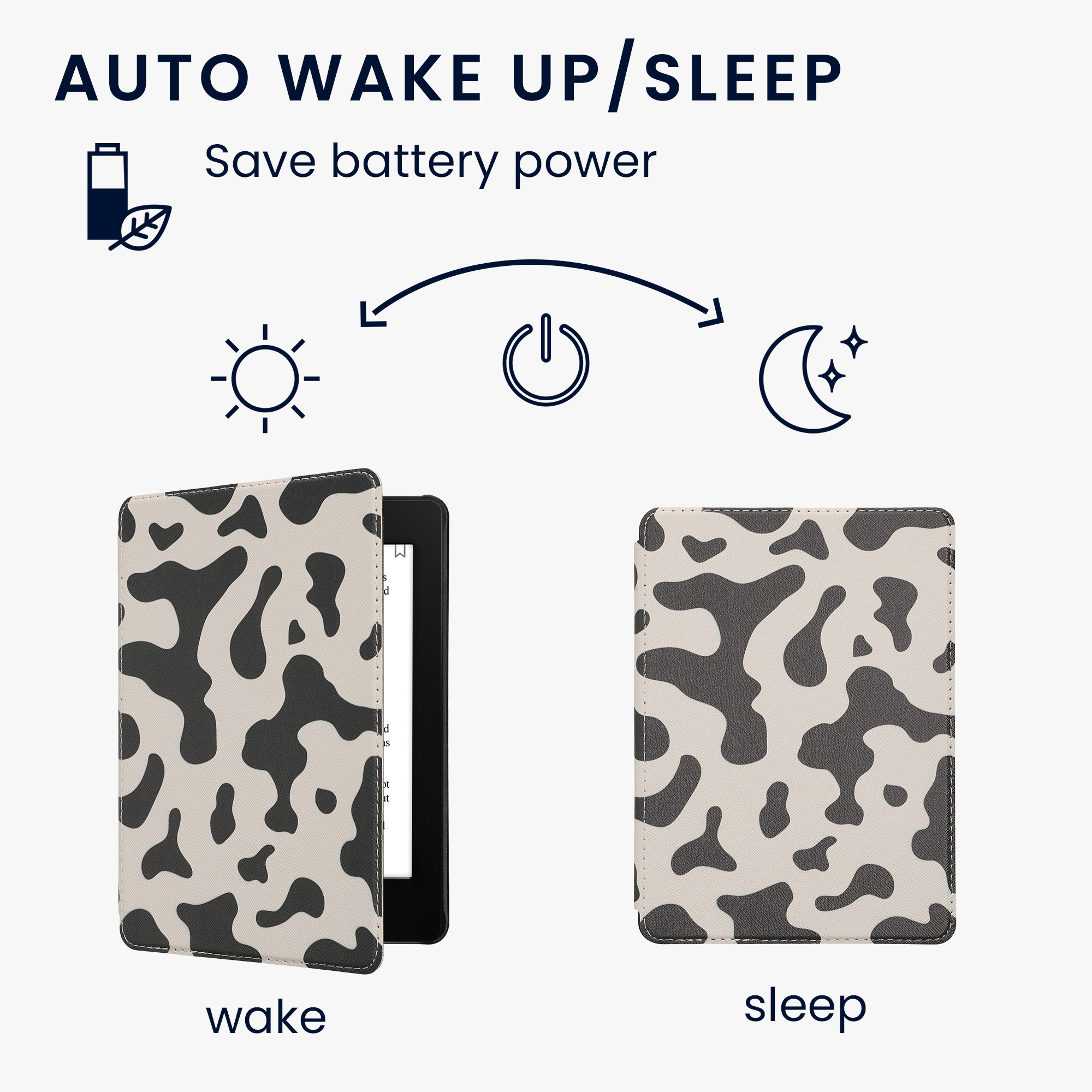 Pouzdro na čtečku kwmobile Amazon Kindle Paperwhite 11 Generation 2021 Case - Cow Print černá / bílá