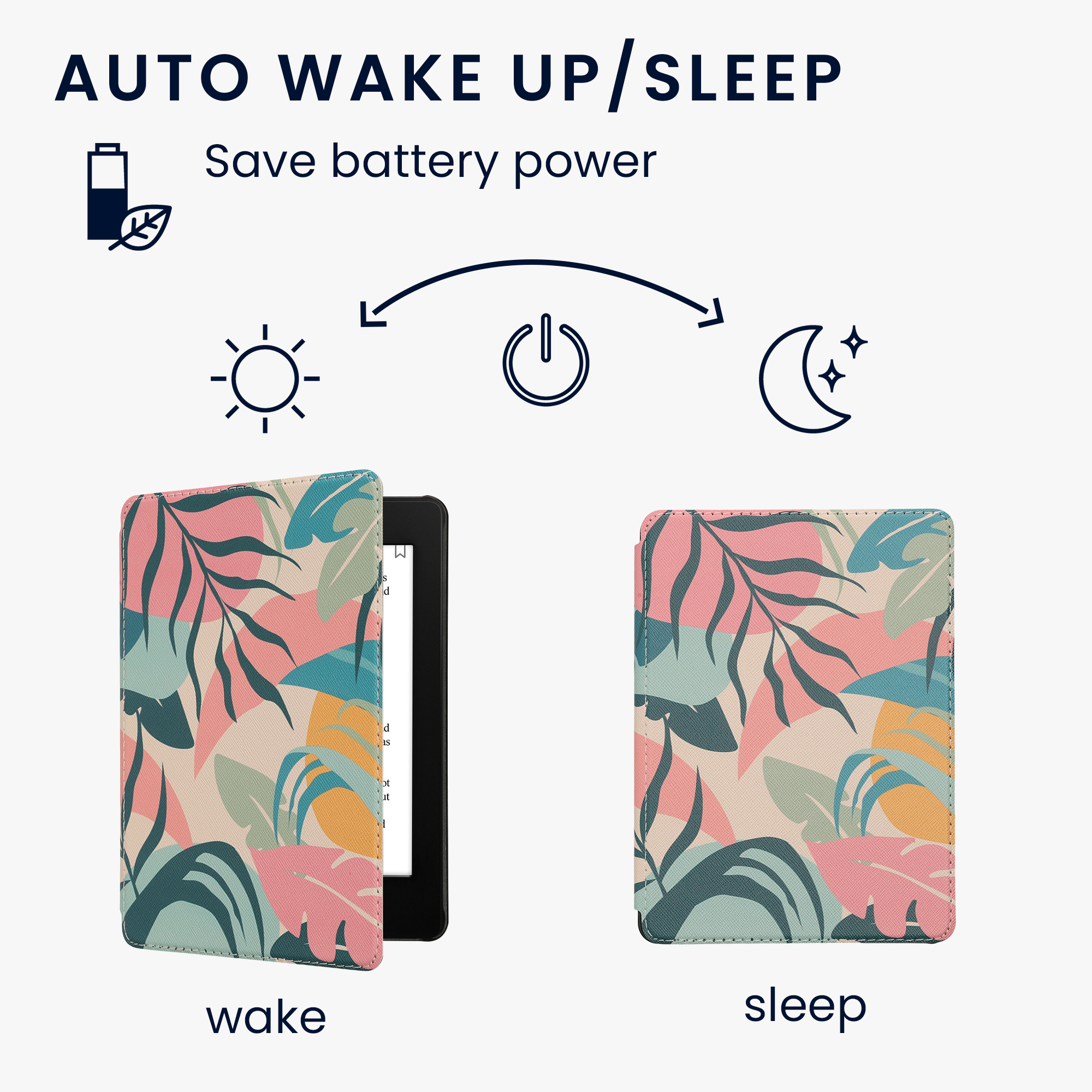 Pouzdro na čtečku kwmobile Amazon Kindle Paperwhite 11 Generation 2021 Case - Tropical Jungle růžová / žlutá / zelená