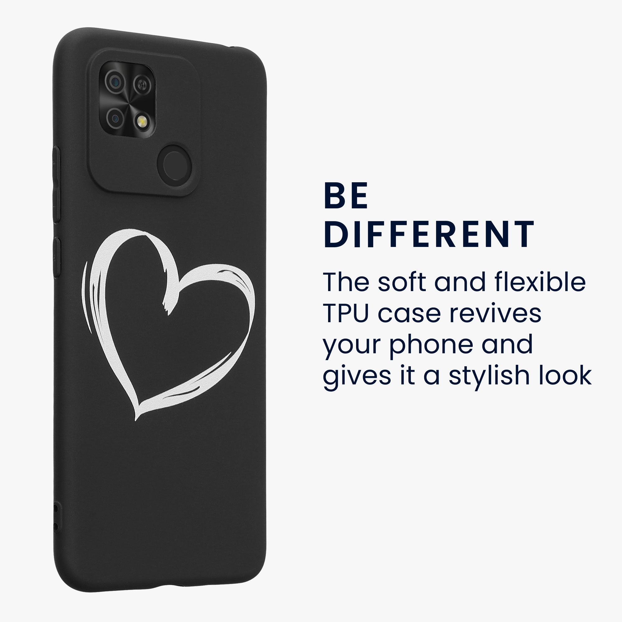 TPU silikonové pouzdro pro Xiaomi Redmi 10C kwmobile - motiv srdce bílá / černá