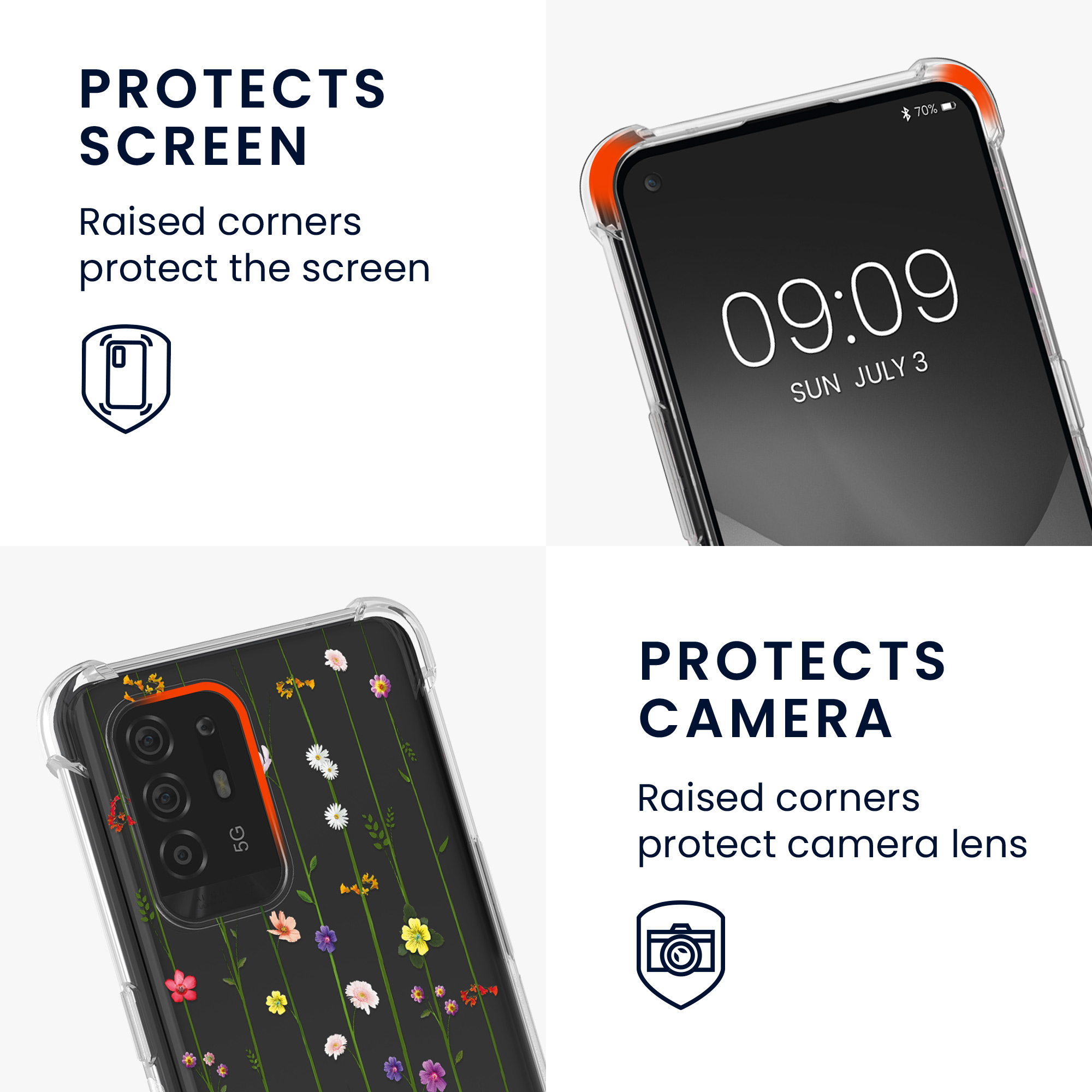 Kryt na mobil Oppo A94 (5G) kwmobile crossbody s šňůrkou wildflower vines -