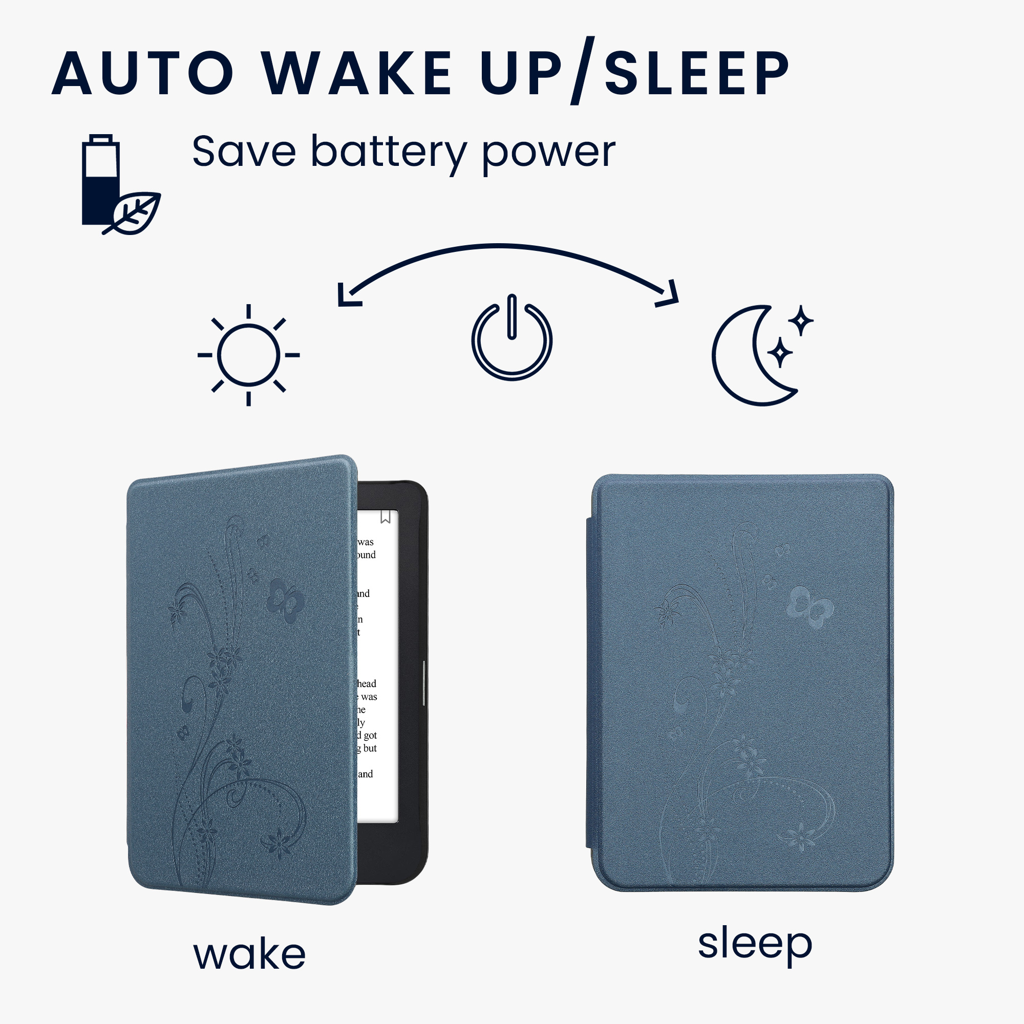Flip pouzdro na čtečku s magnetem Kobo Clara 2E/Tolino Shine 4 Butterfly Tendril tmavě modré