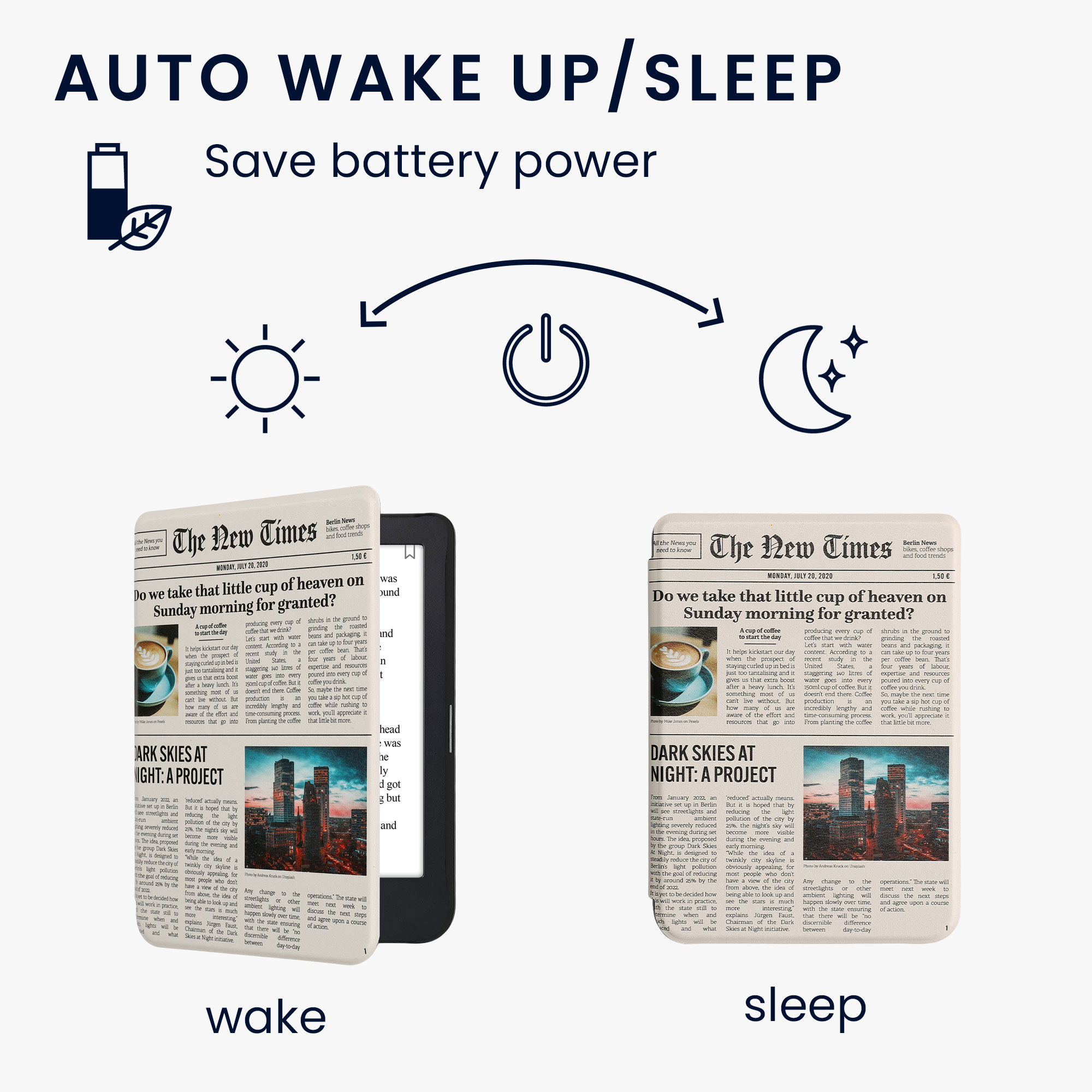 Flip pouzdro na čtečku s magnetem Kobo Clara 2E/Tolino Shine 4 Front Page vícebarevné černo-pískové