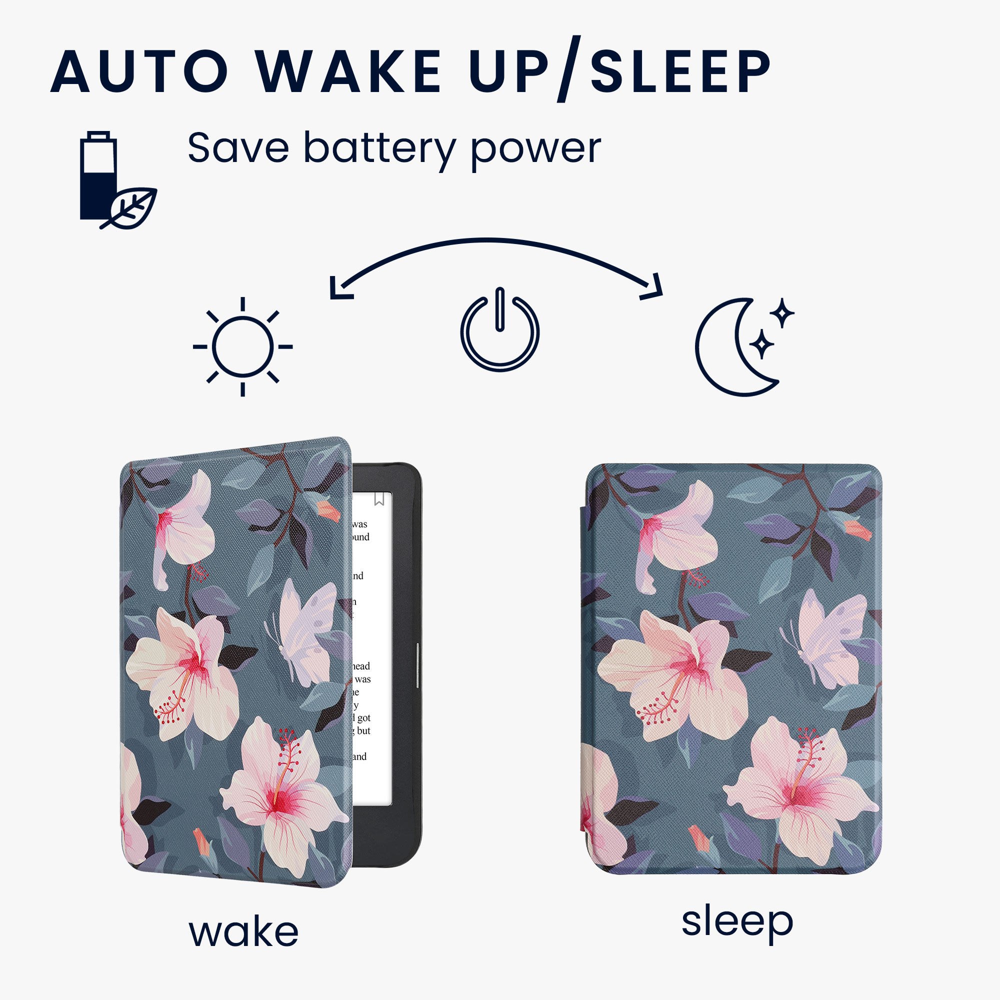 Obal pro Kobo Clara 2E / Tolino Shine 4 kwmobile - motiv fuchsie s bílá / růžová / fialová