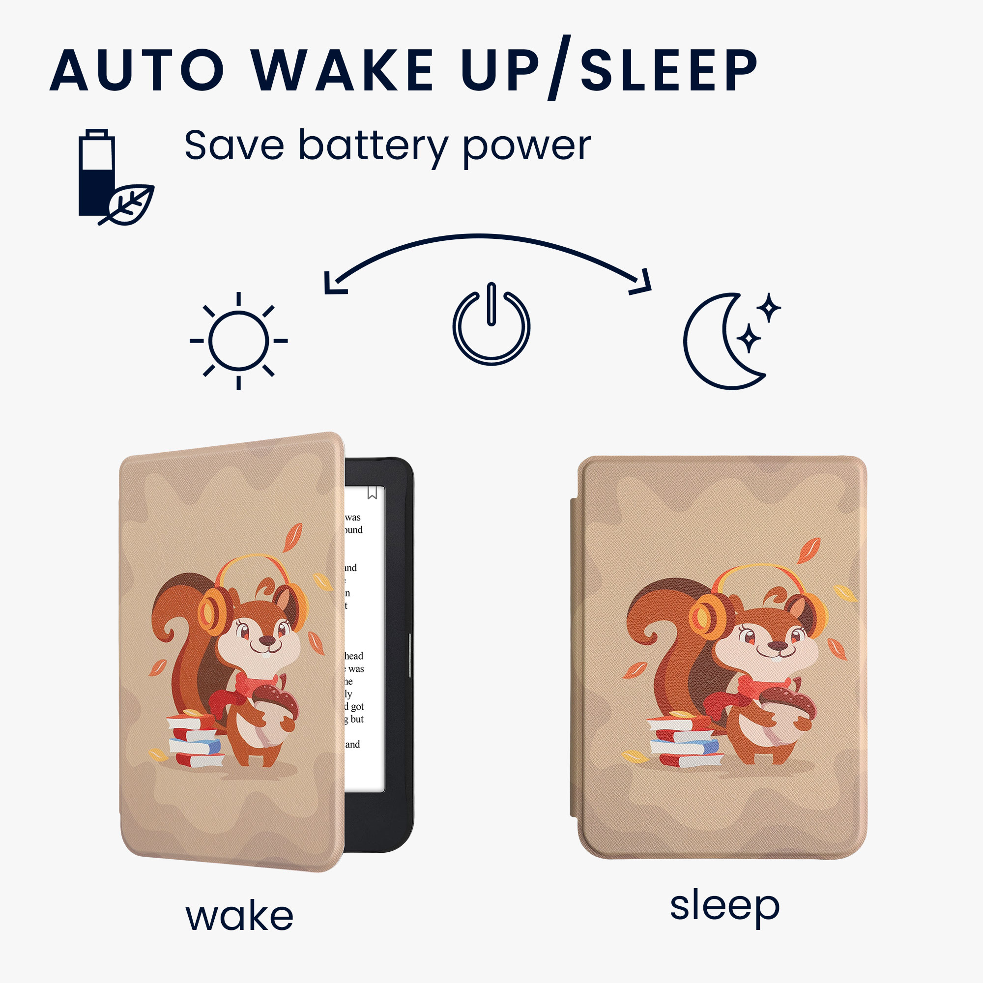 Flip pouzdro na čtečku s magnetem Kobo Clara 2E/Tolino Shine 4 Cute Squirrel
