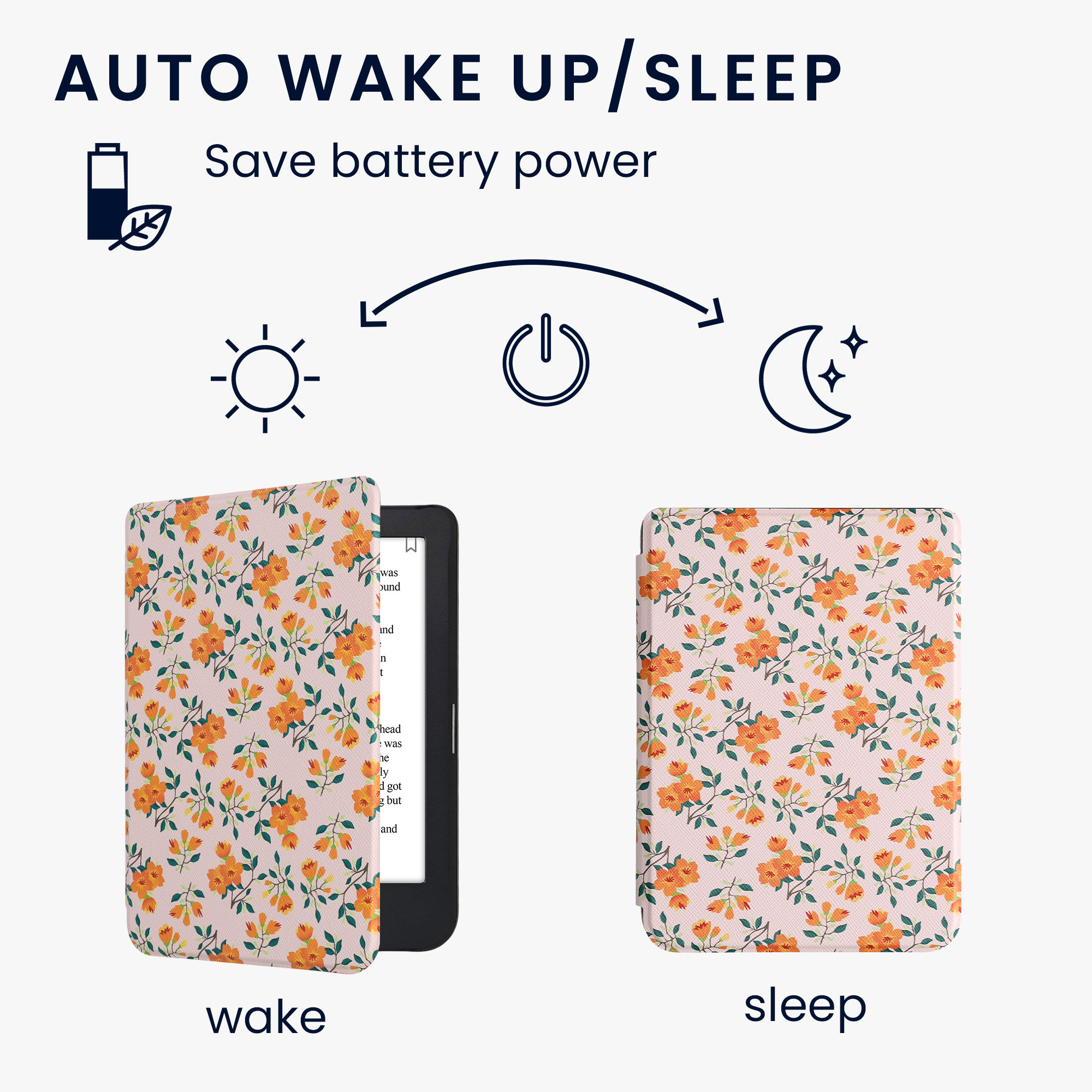 Flip pouzdro na čtečku s magnetem Kobo Clara 2E/Tolino Shine 4 Yellow Flowers žluto-zeleno-béžové