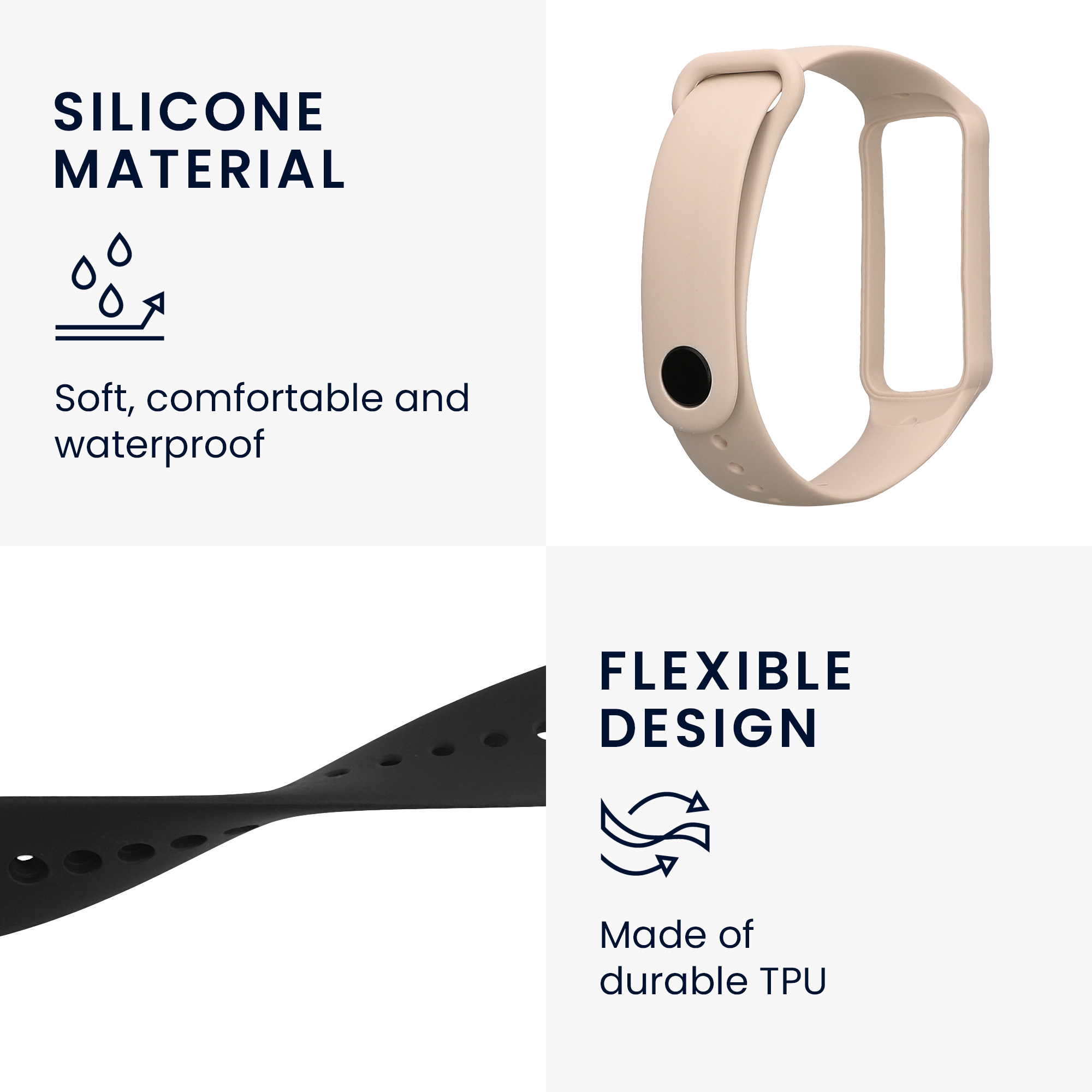 Sada 2 řemínků pro Amazfit Band 7 kwmobile - černá a béžová