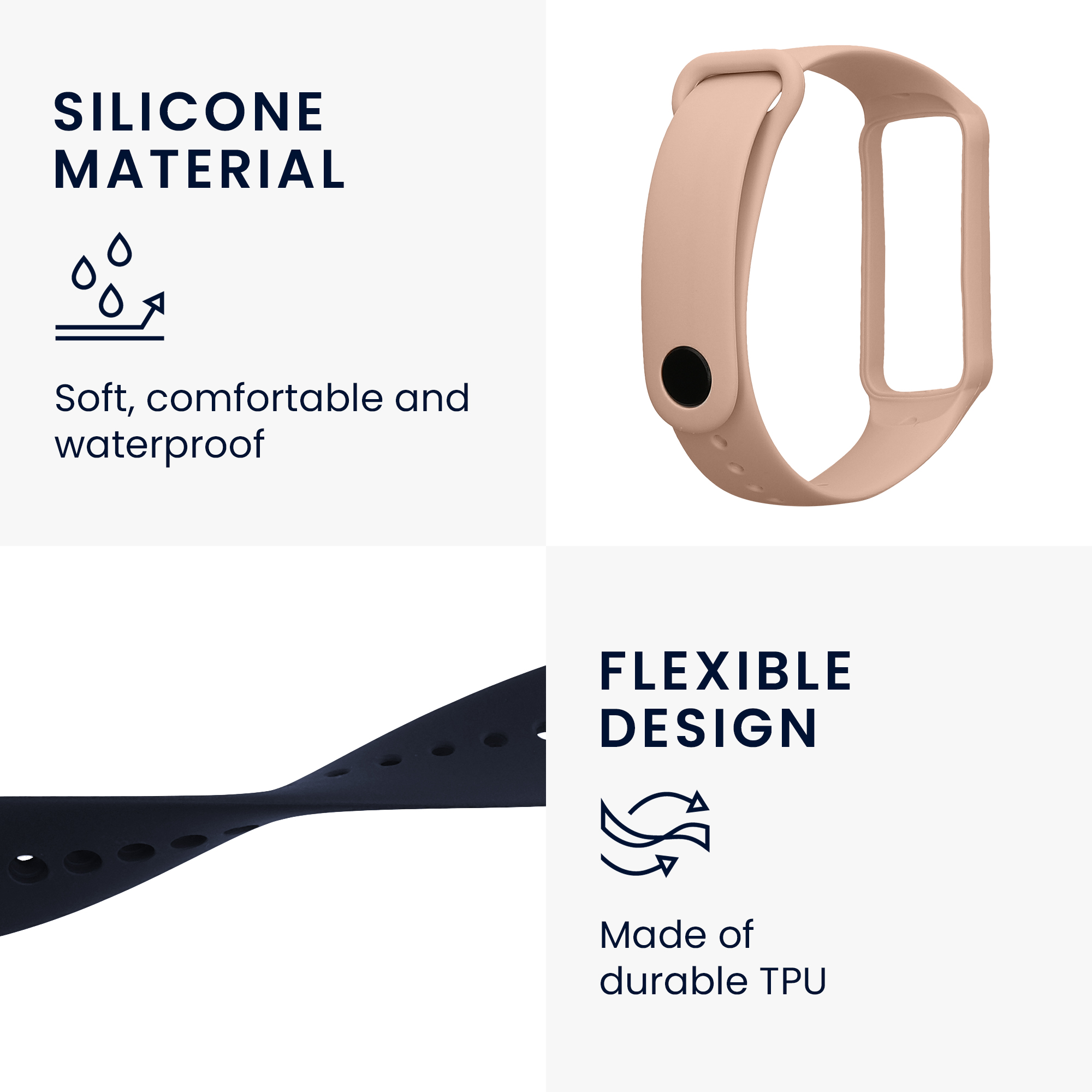 Sada 2 řemínků pro Amazfit Band 7 kwmobile - tmavě modrá a starorůžová