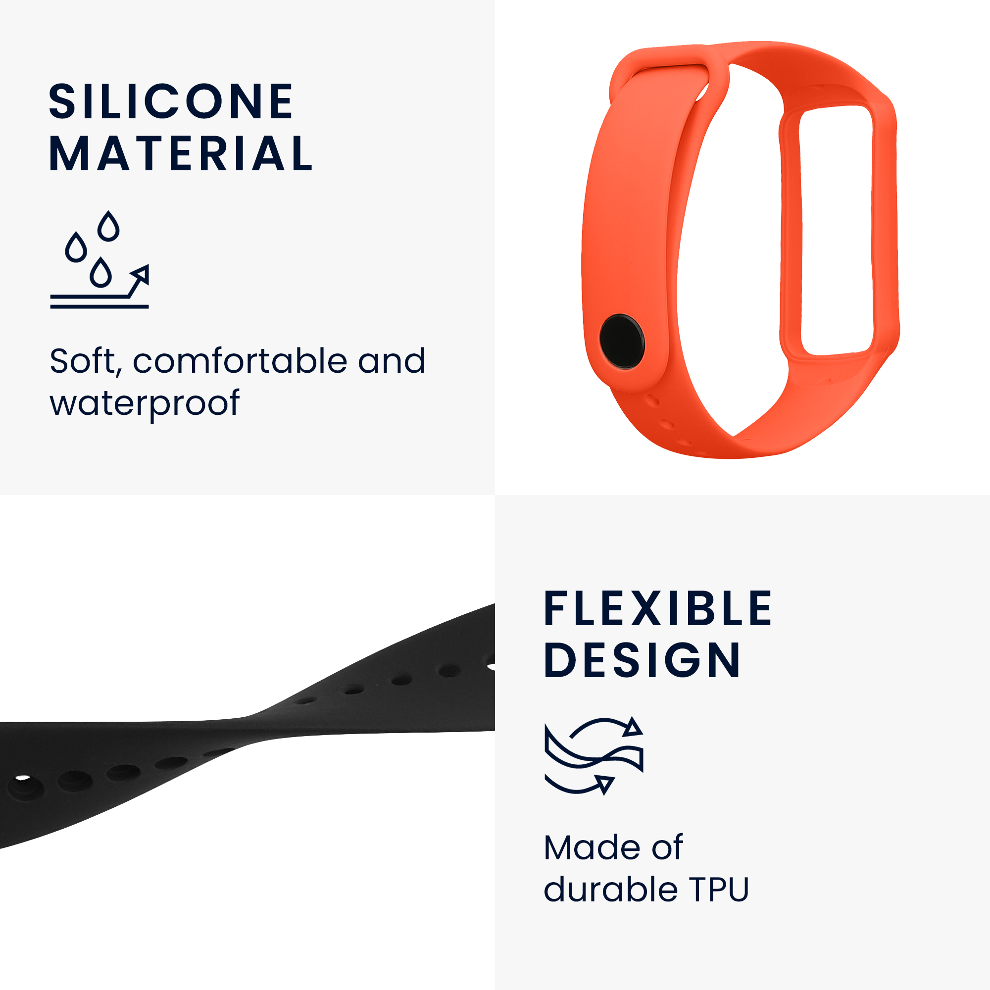 Sada 2 řemínků pro Amazfit Band 7 kwmobile - černá a oranžová
