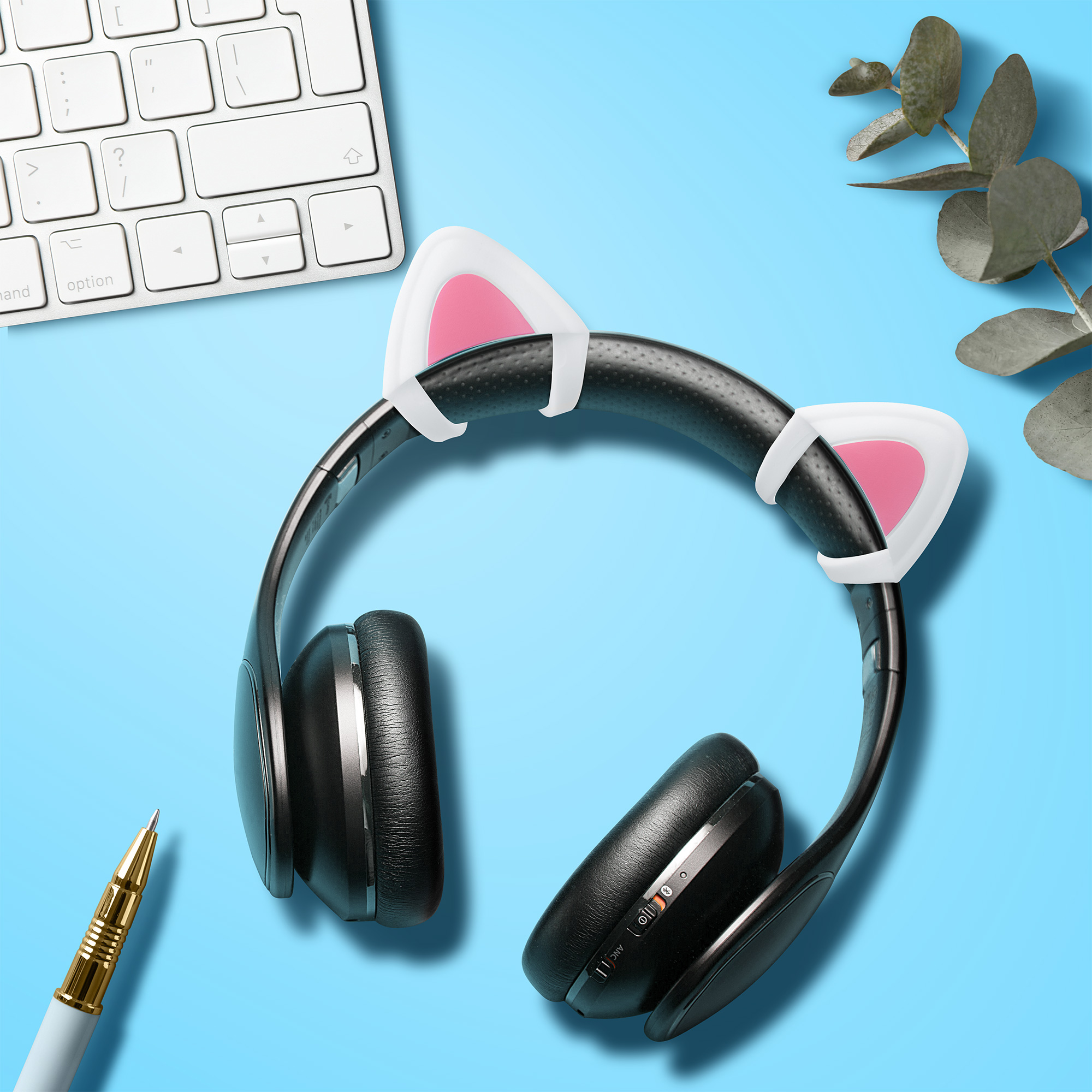 Dekorace na sluchátka kwmobile pro Overear Headphone (Set of 2), bílá
