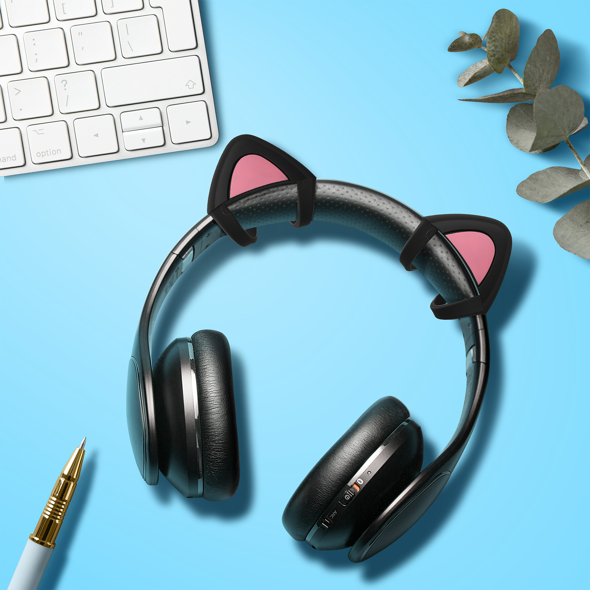 Dekorace na sluchátka kwmobile pro Overear Headphone (Set of 2), černá