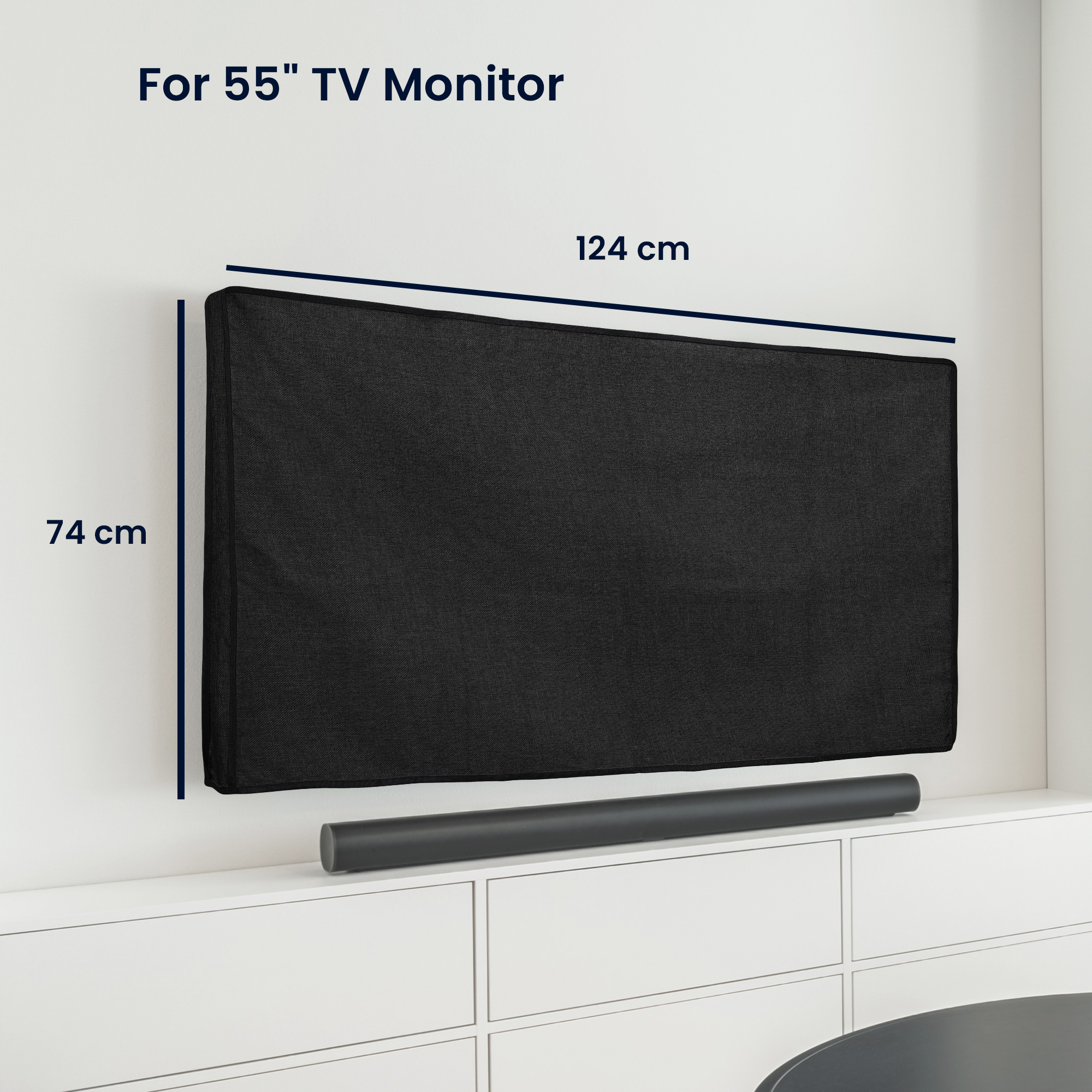 Vnitřní kryt na TV 55" kwmobile - lněná látka černá