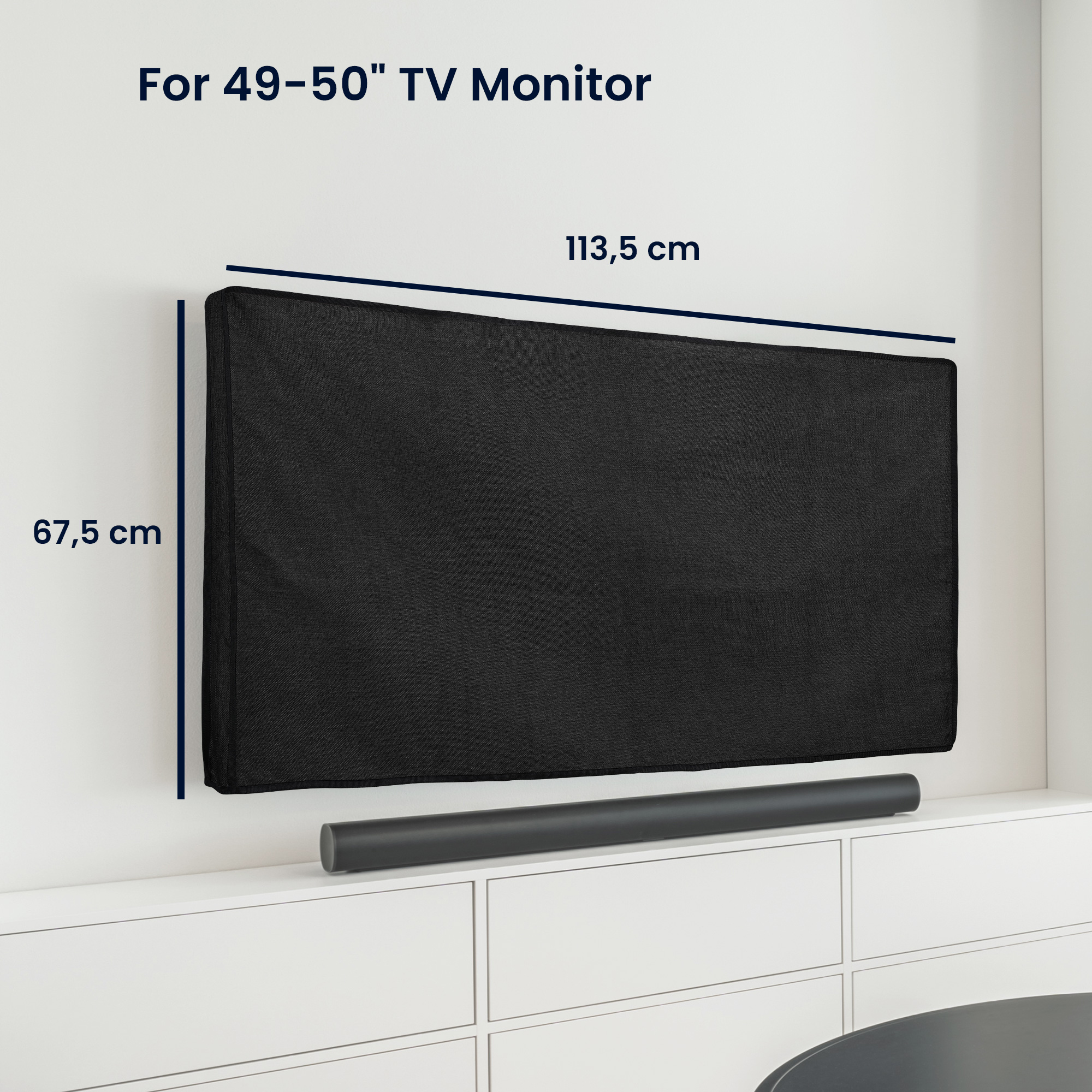 Vnitřní kryt na TV 49-50" kwmobile - lněná látka černá