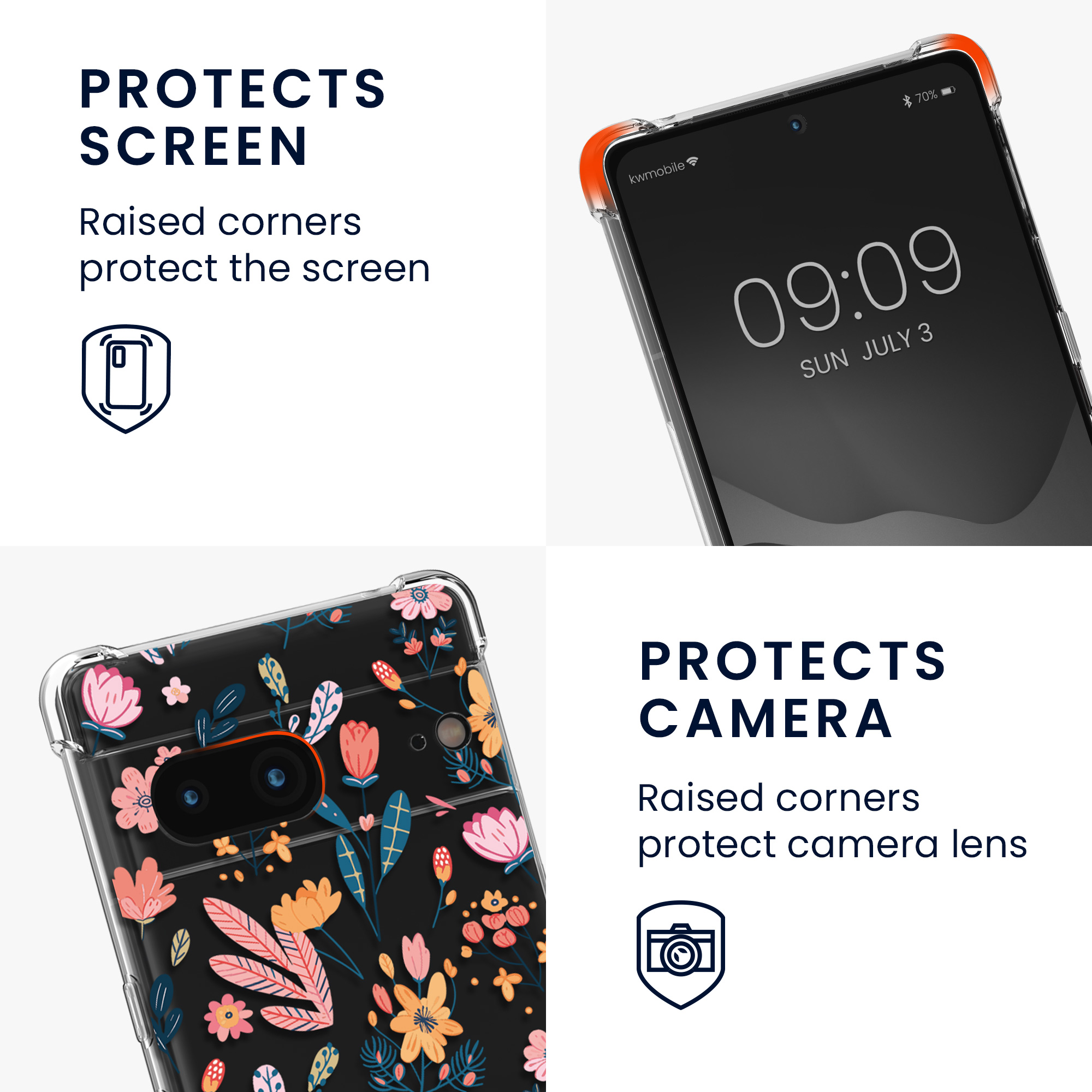 Crossbody kryt kwmobile pro Google Pixel 7 - floral delight pink / yellow / transparent