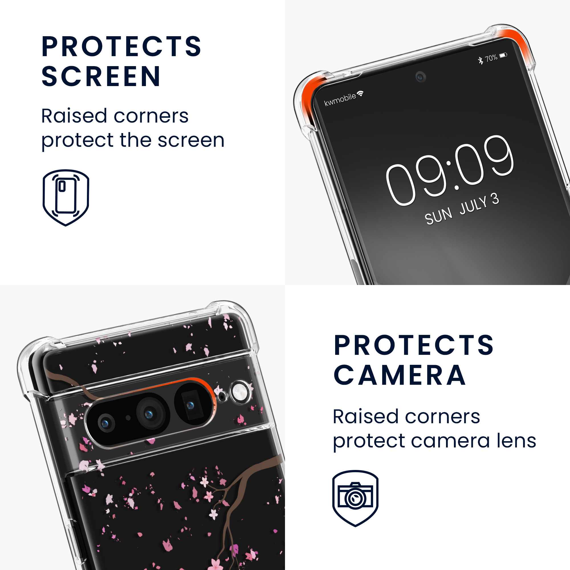 Crossbody kryt kwmobile Google Pixel 7 Pro - Cherry Blossoms Pink / Dark Brown / Transparent