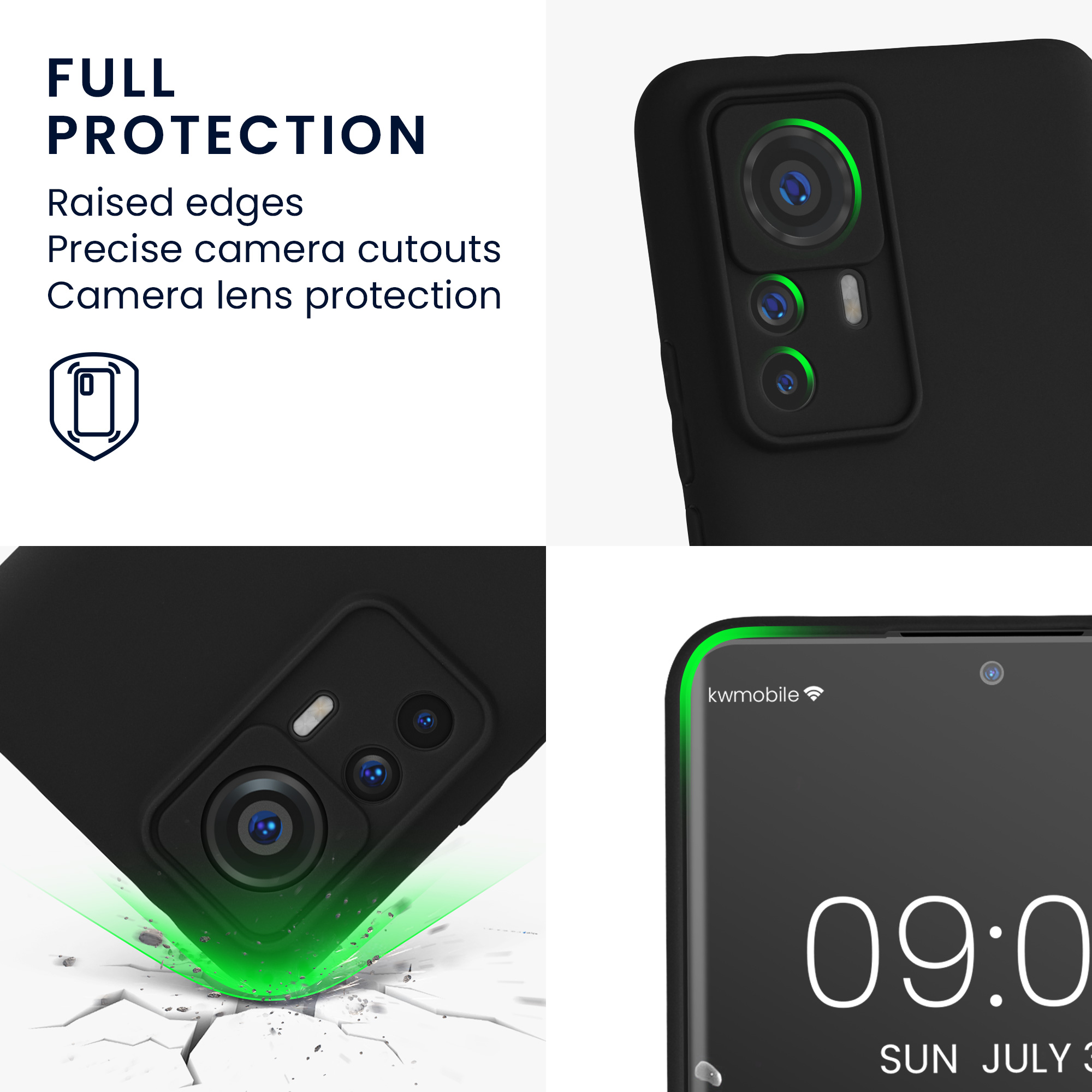 Kryt na mobil Xiaomi 12T Pro, tenký, matný - kwmobile, matný černý