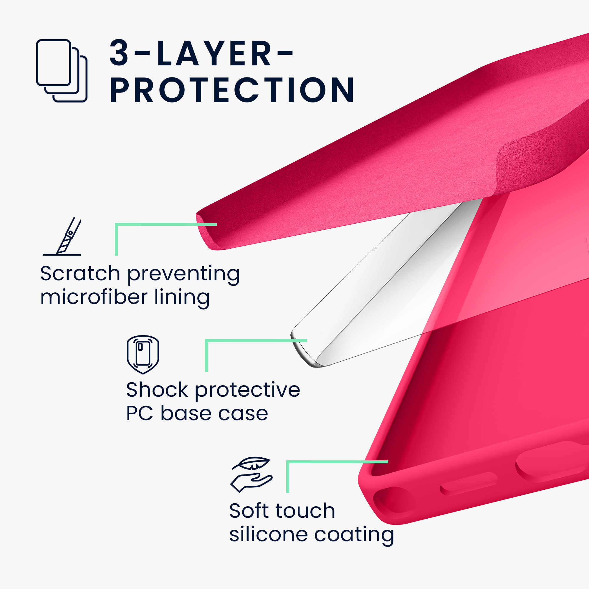 Silikonový kryt na mobil Galaxy S23 Ultra kwmobile neonově růžová