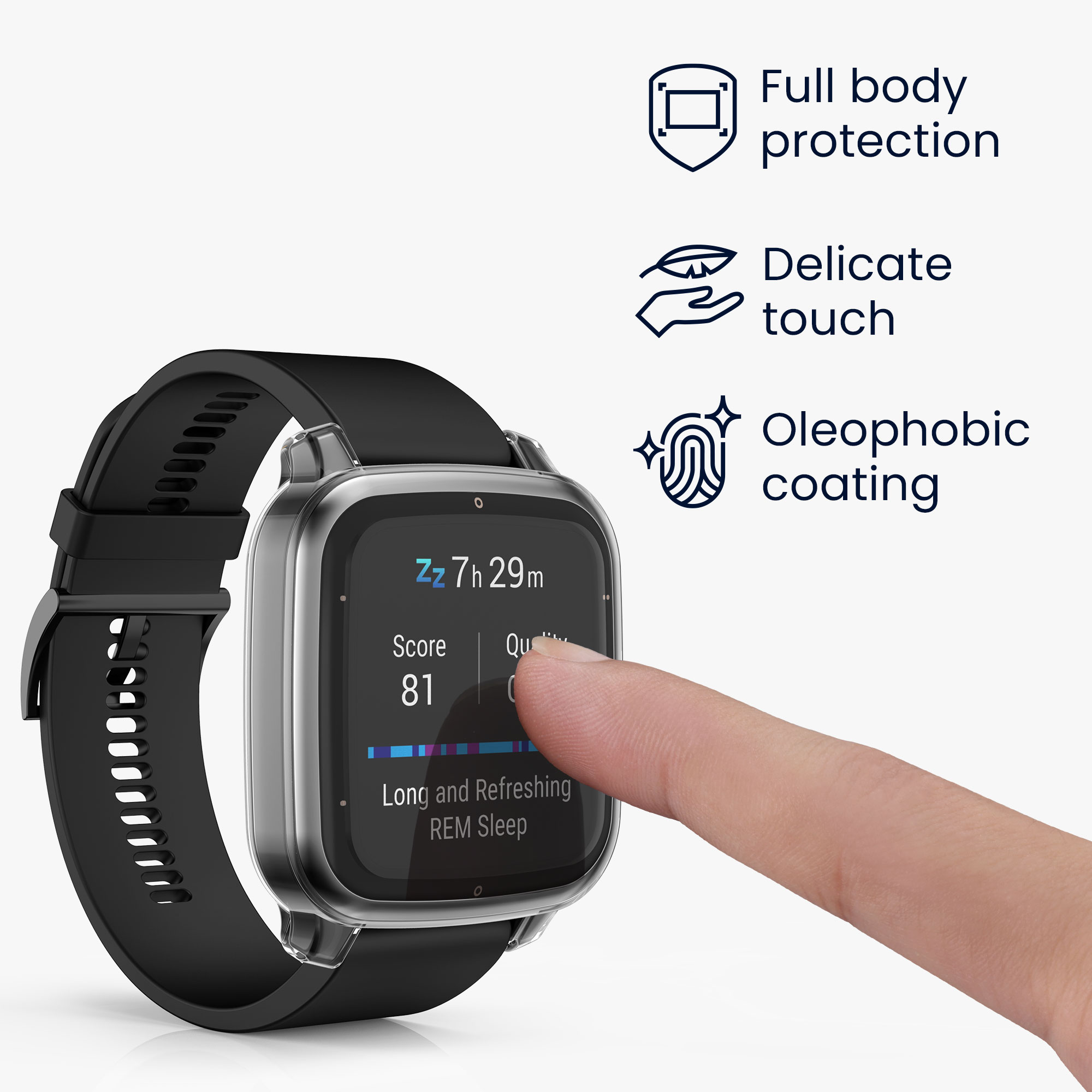 2 ks Ochranný kryt kwmobile pro Garmin Venu Sq 2 Music / Sq 2 - transparentní