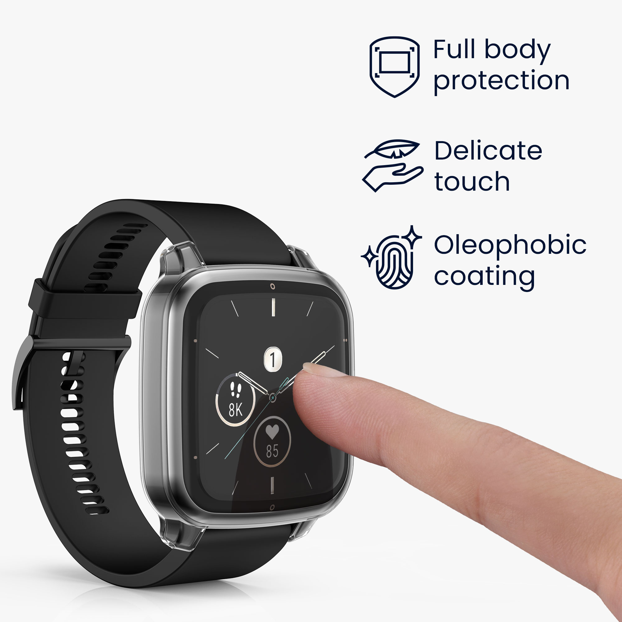 2 ks Ochranný kryt kwmobile pro Garmin Venu Sq 2 Music / Sq 2 - transparentní / stříbrná