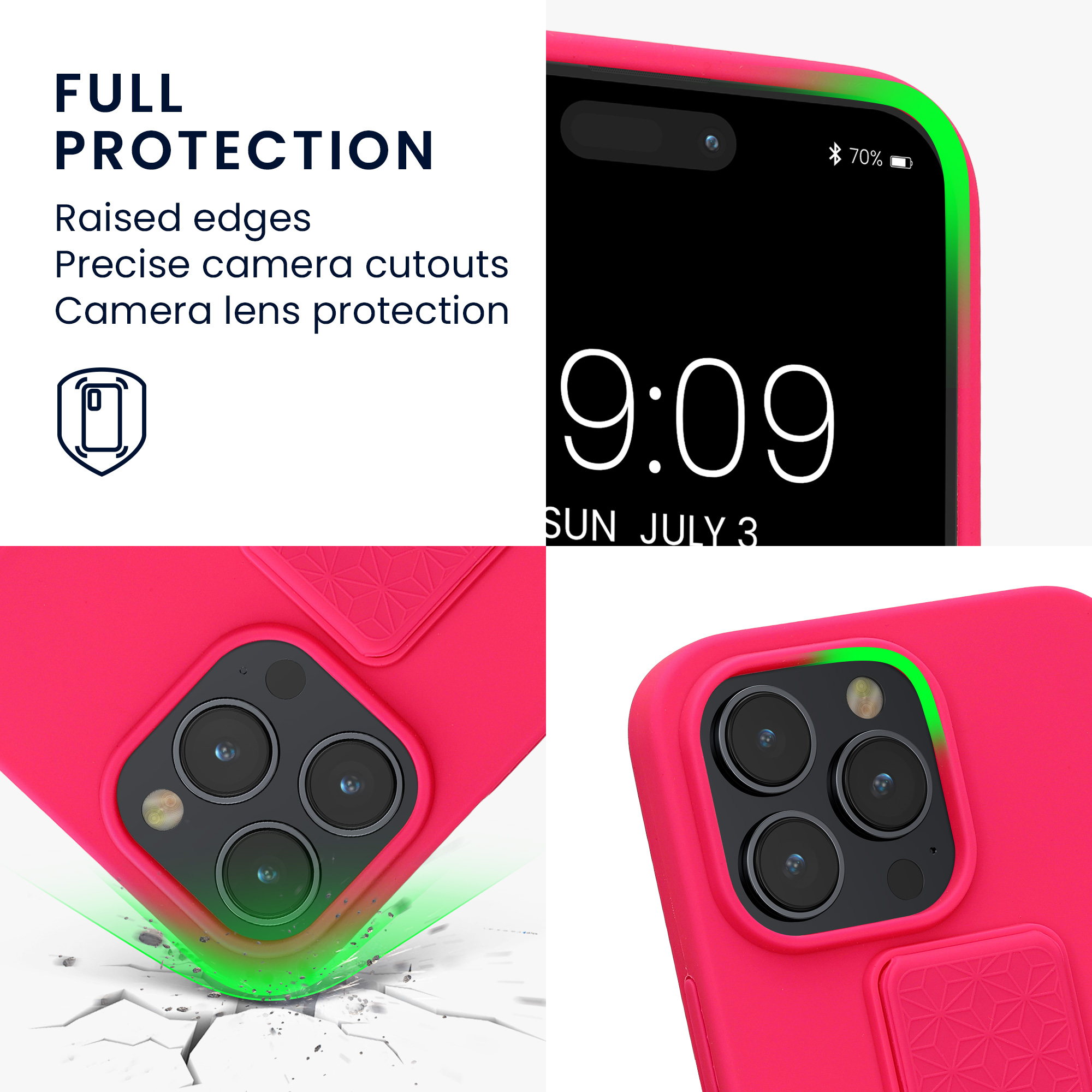 Kryt kwmobile s poutkem se stojánkem iPhone 14 Pro Max neonově růžová