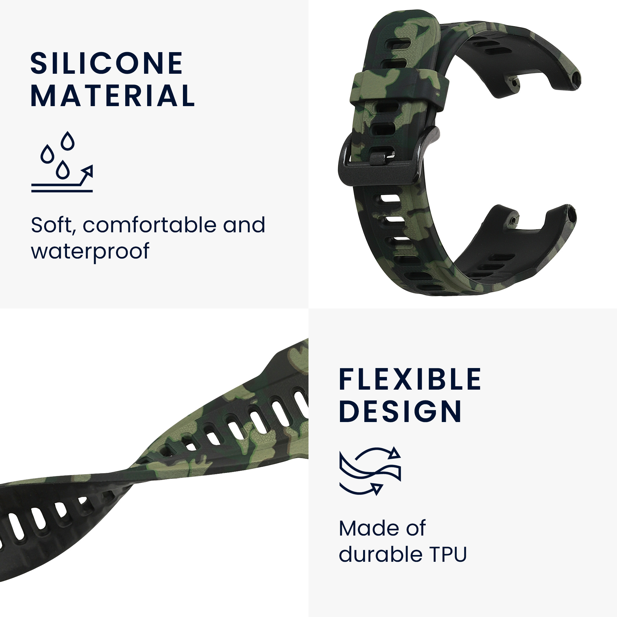 Řemínek pro Huami Amazfit T-Rex / T-Rex Pro kwmobile - černá, světle zelená a tmavě zelená