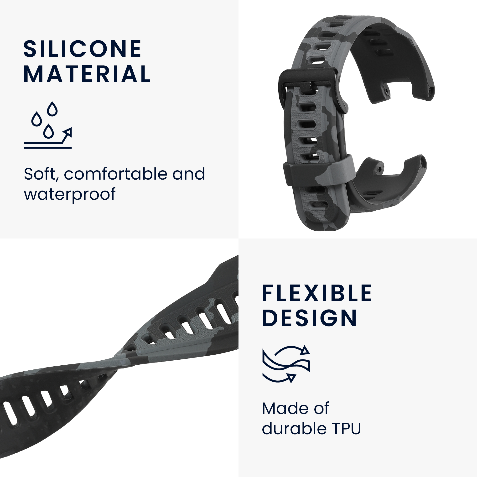 Řemínek pro Huami Amazfit T-Rex / T-Rex Pro kwmobile - tmavě šedá, černá a světle šedá
