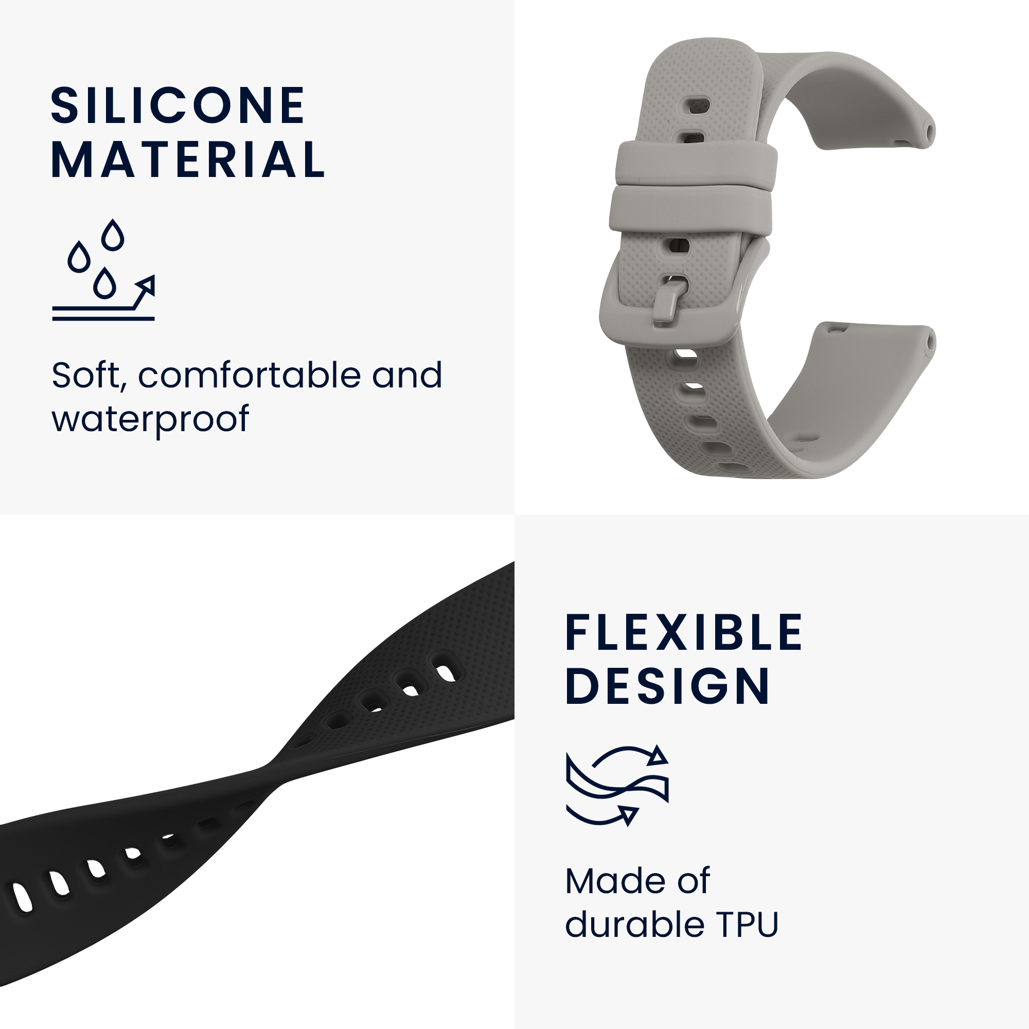 2x Řemínek Withings ScanWatch 38mm / Steel HR 36mm / Move ECG kwmobile - černá / šedá