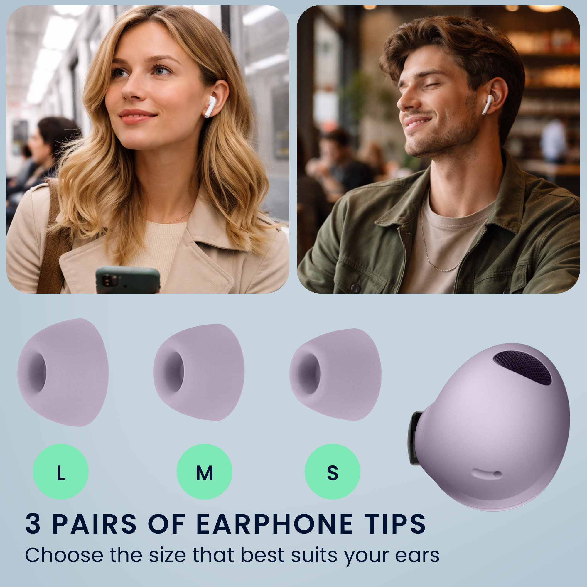 Silikonové špuntíky Samsung Galaxy Buds 2 Pro kwmobile 6 ks levandulový