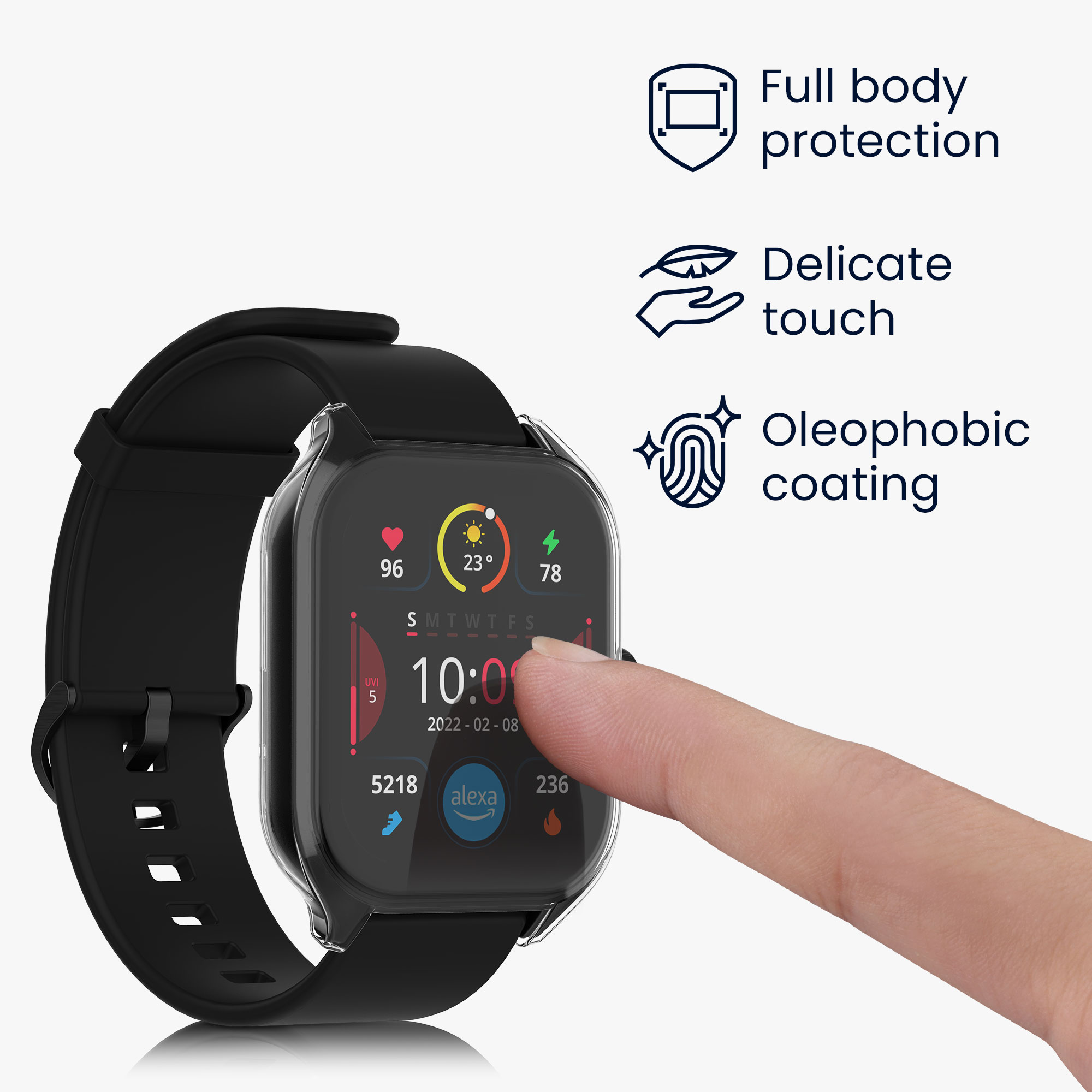 Sada 2 krytů s ochranou displeje pro Huami Amazfit GTS 4 kwmobile - transparentní