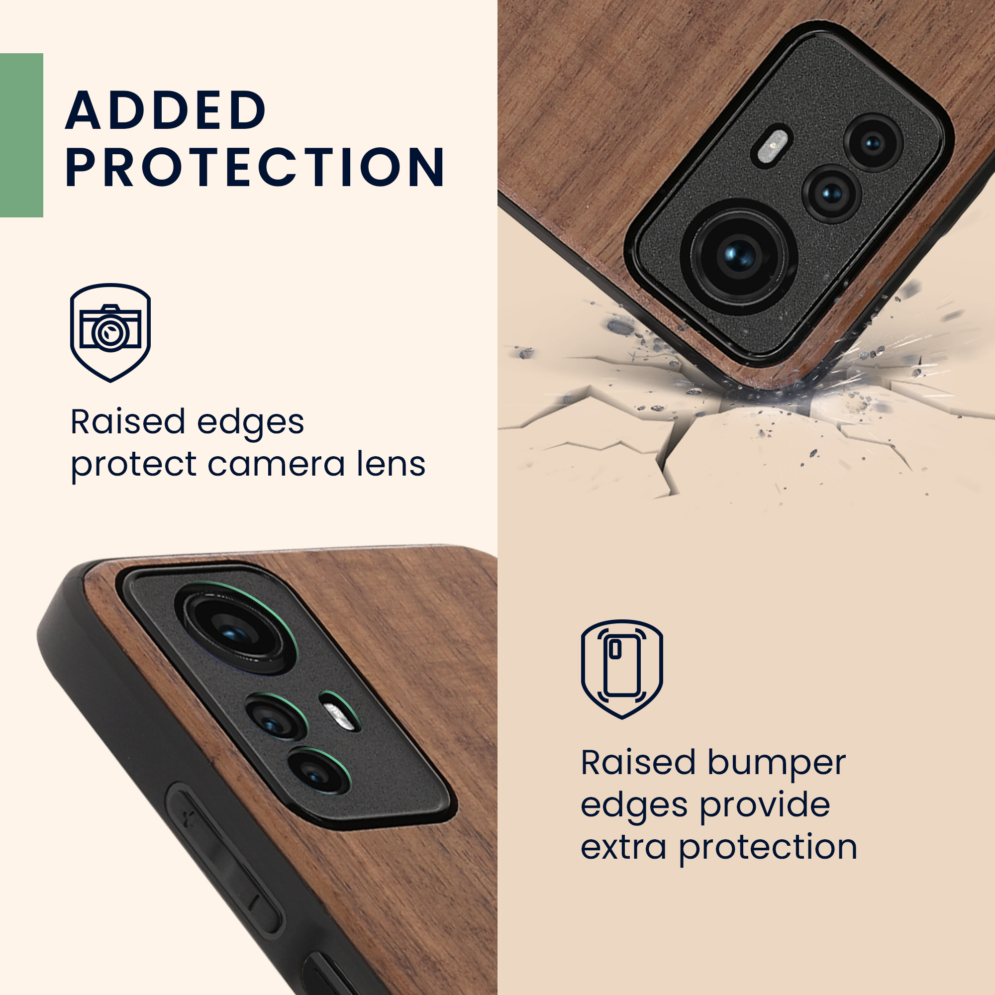 Dřevěný kryt Xiaomi Redmi Note 12S TPU nárazník tmavě hnědá kwmobile