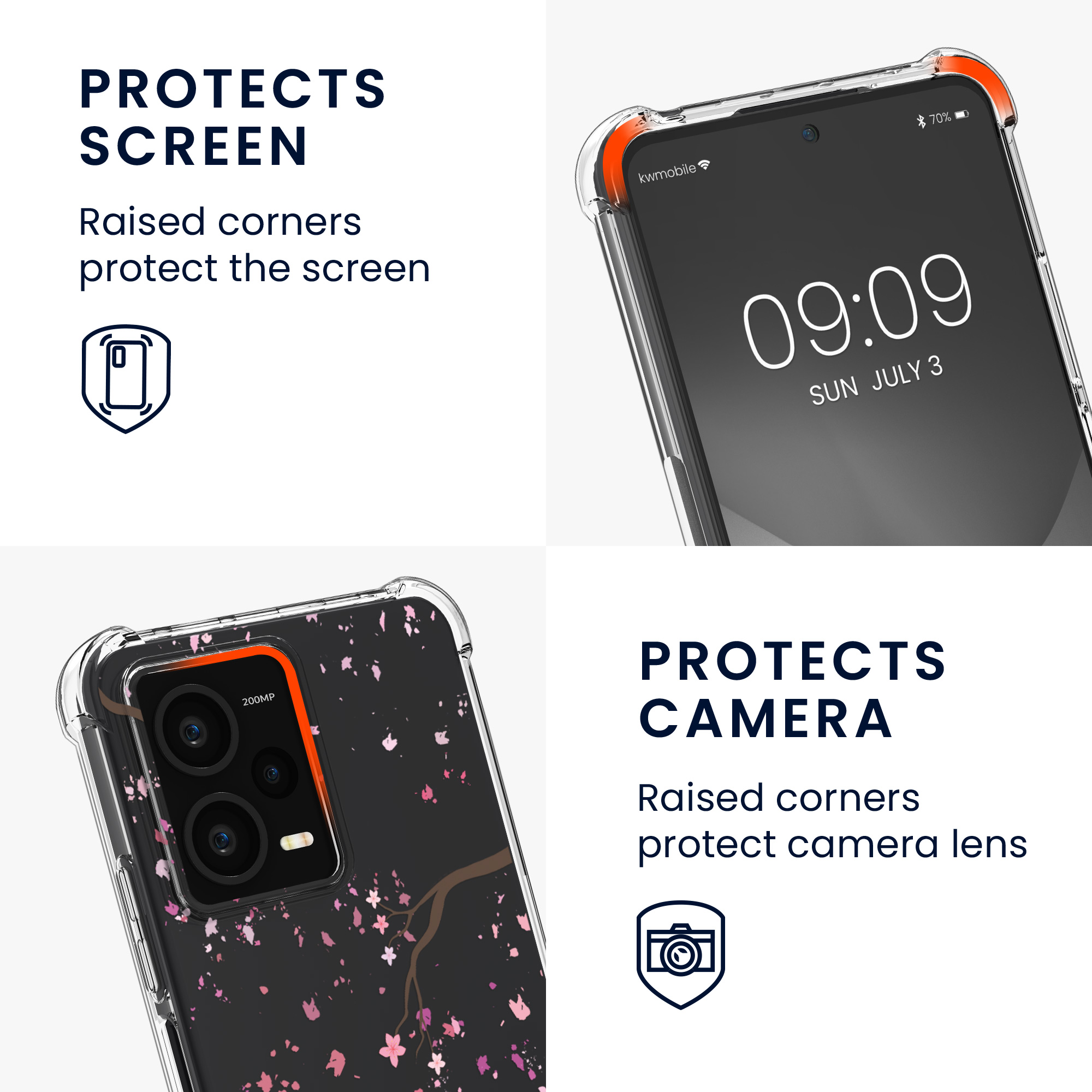 Kryt Xiaomi Redmi Note 12 Pro+ 5G crossbody popruh třešňové květy - růžová/tmavě hnědá kwmobile