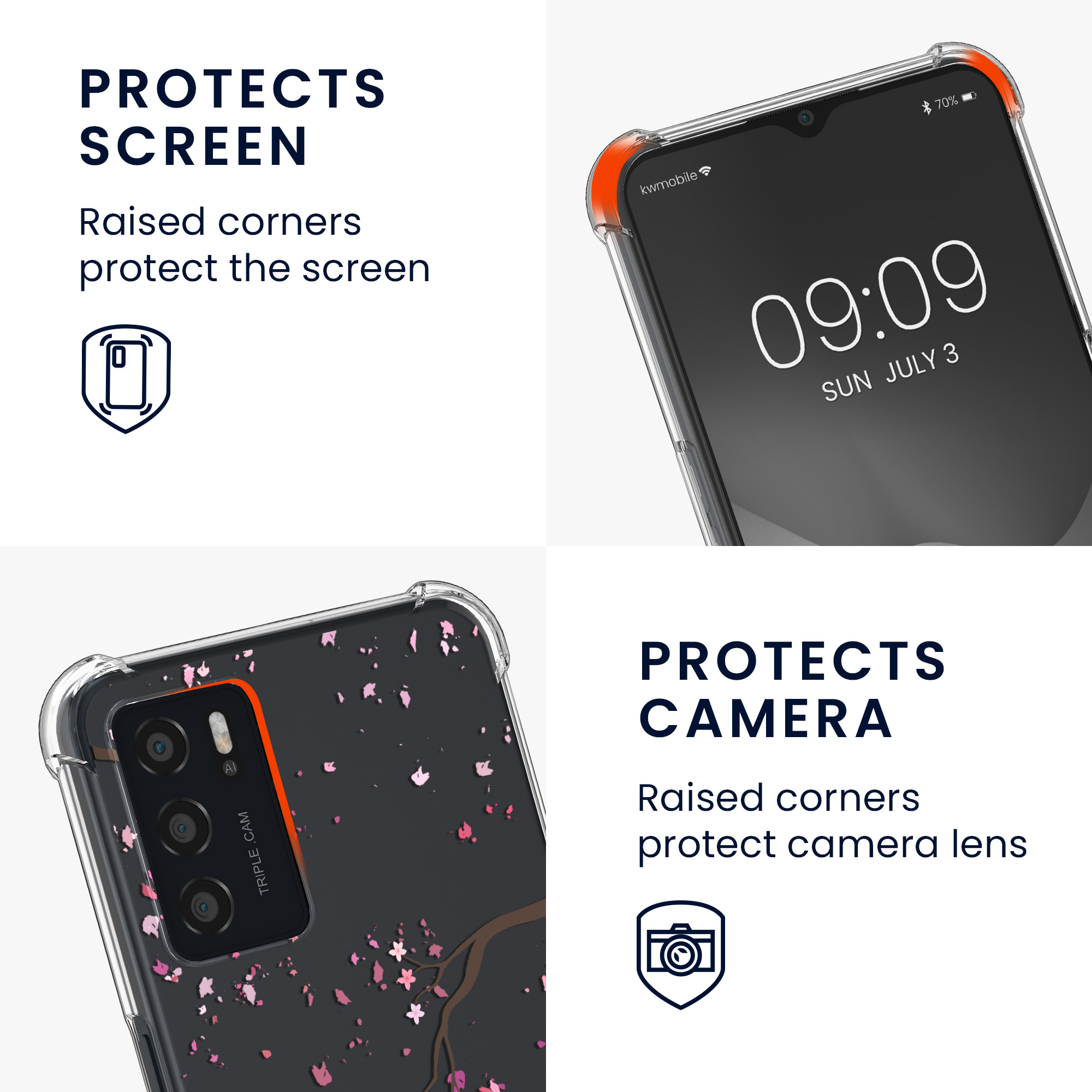 Kryt na mobil Oppo A16 / A16s / A54s kwmobile crossbody cherry blossoms