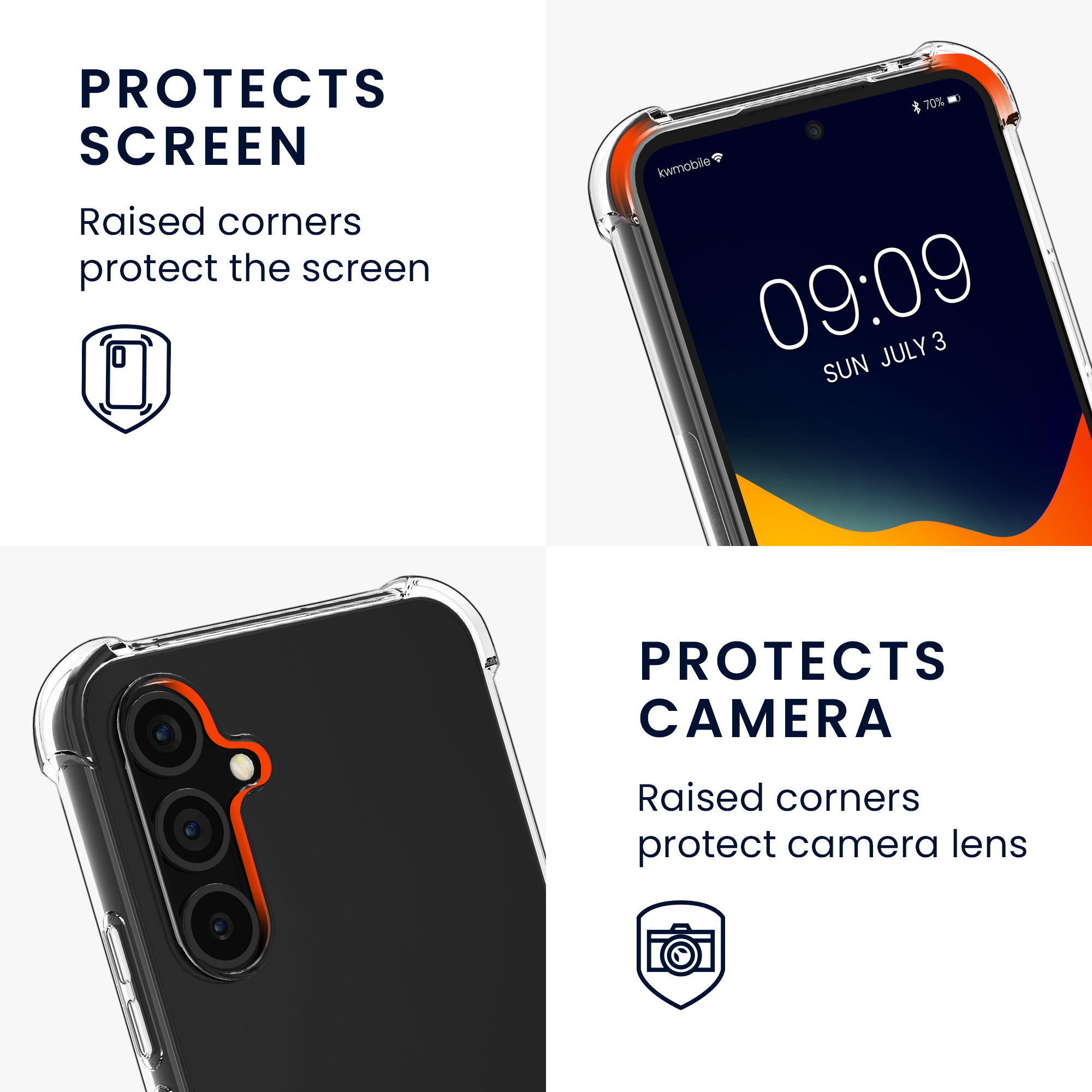 Crossbody kryt na mobil Samsung Galaxy A54 5G kwmobile se šňůrkou Transparentní / čern