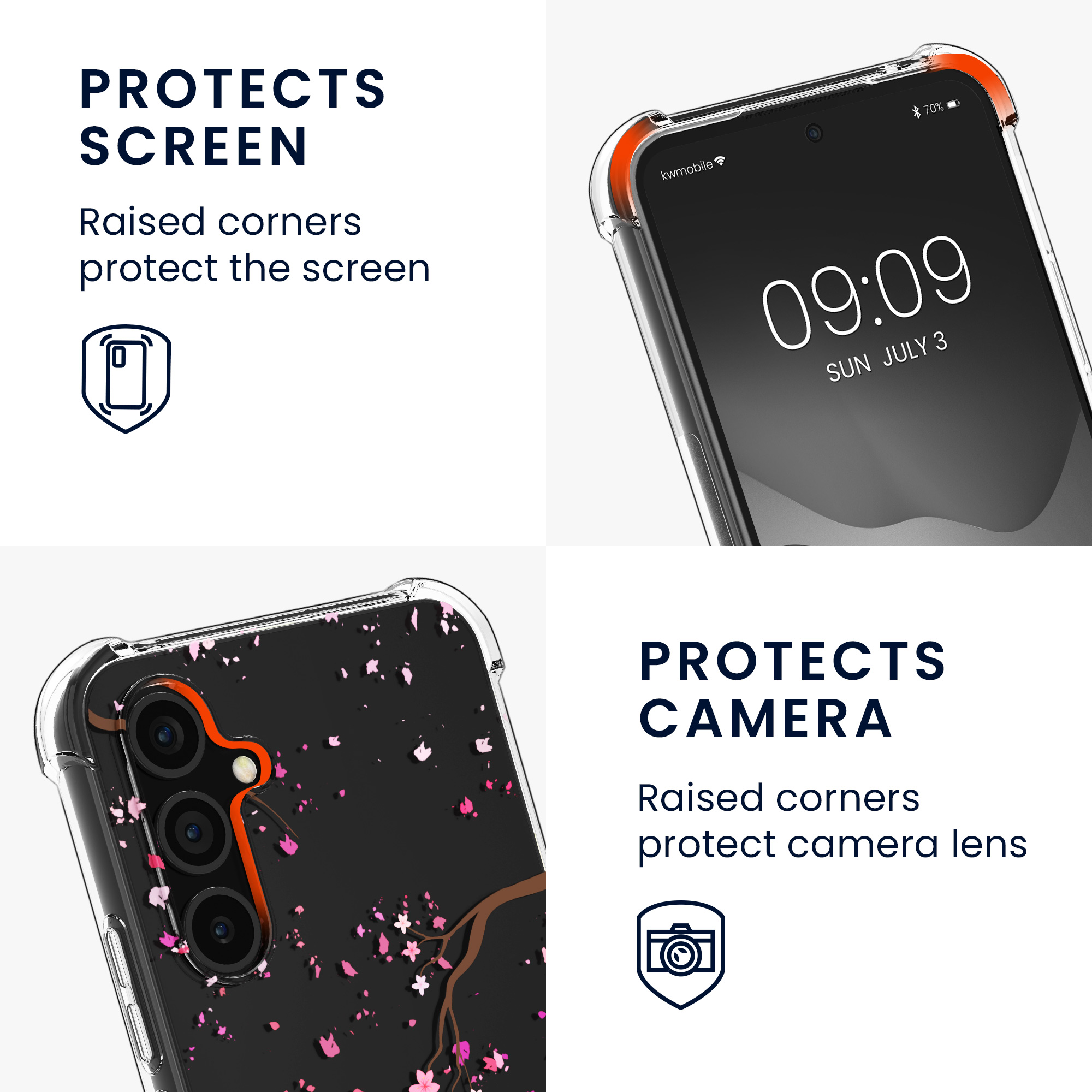 Crossbody kryt na mobil Samsung Galaxy A54 5G kwmobile se šňůrkou Cherry Blossoms