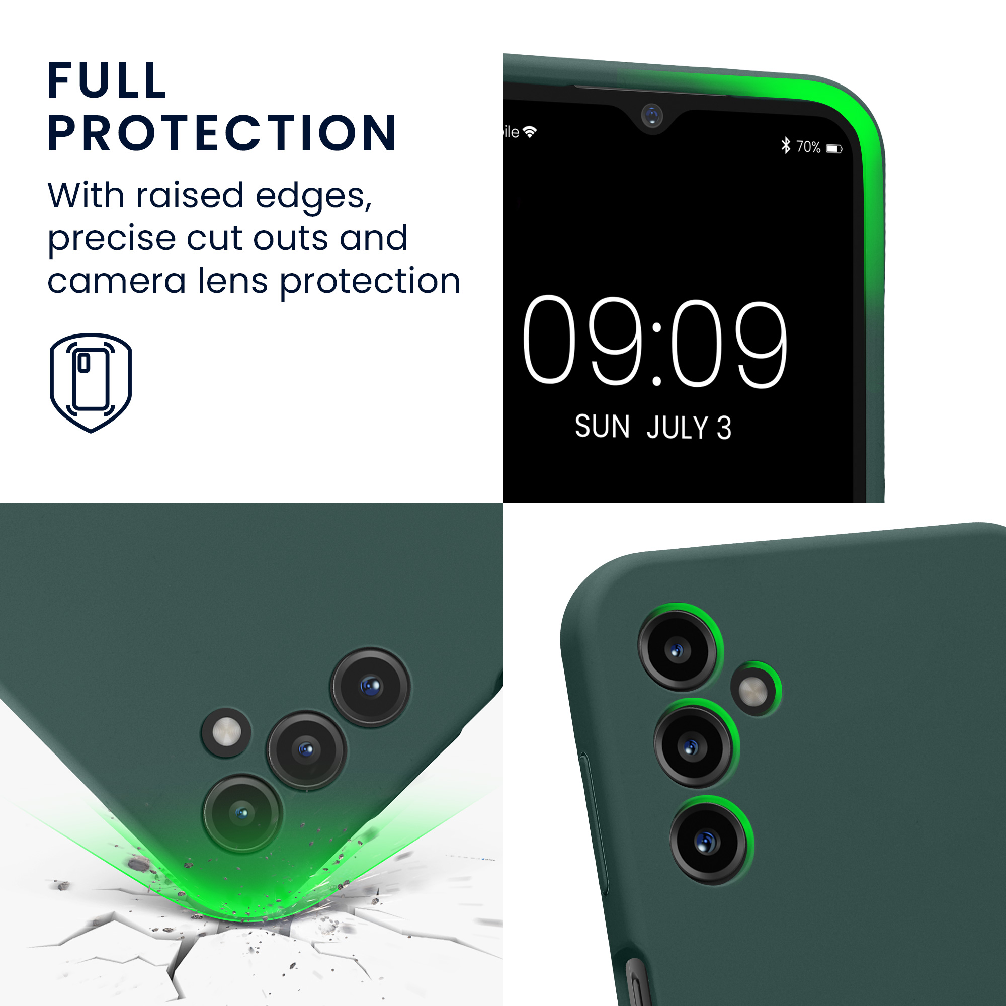 Kryt na mobil Samsung Galaxy A14 5G kwmobile slim matný TPU Modro-zelená