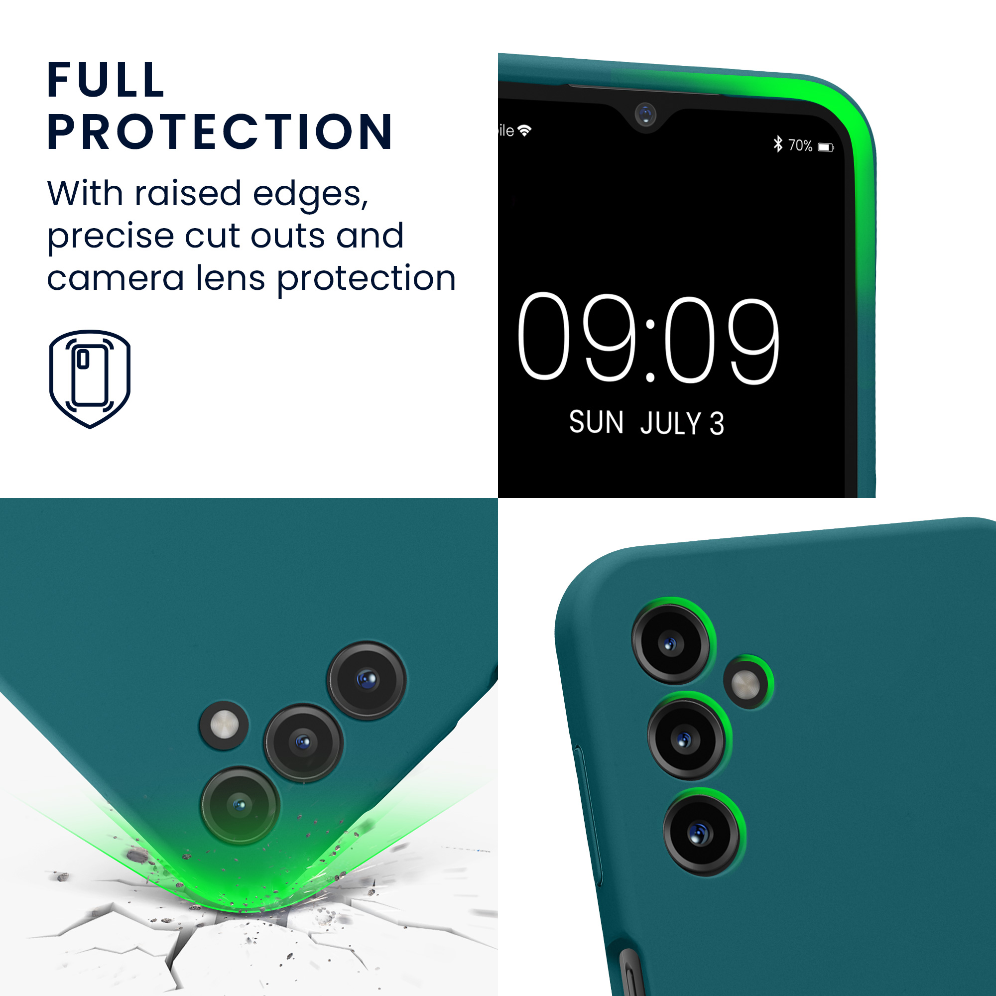 Kryt na mobil Samsung Galaxy A14 5G kwmobile slim matný TPU Matná petrolejová