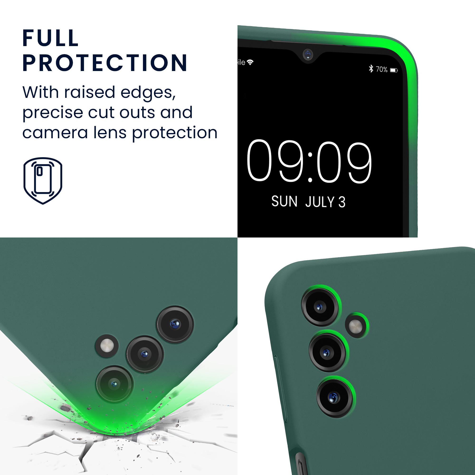 Kryt na mobil Samsung Galaxy A14 5G kwmobile slim matný TPU Lesní zelená