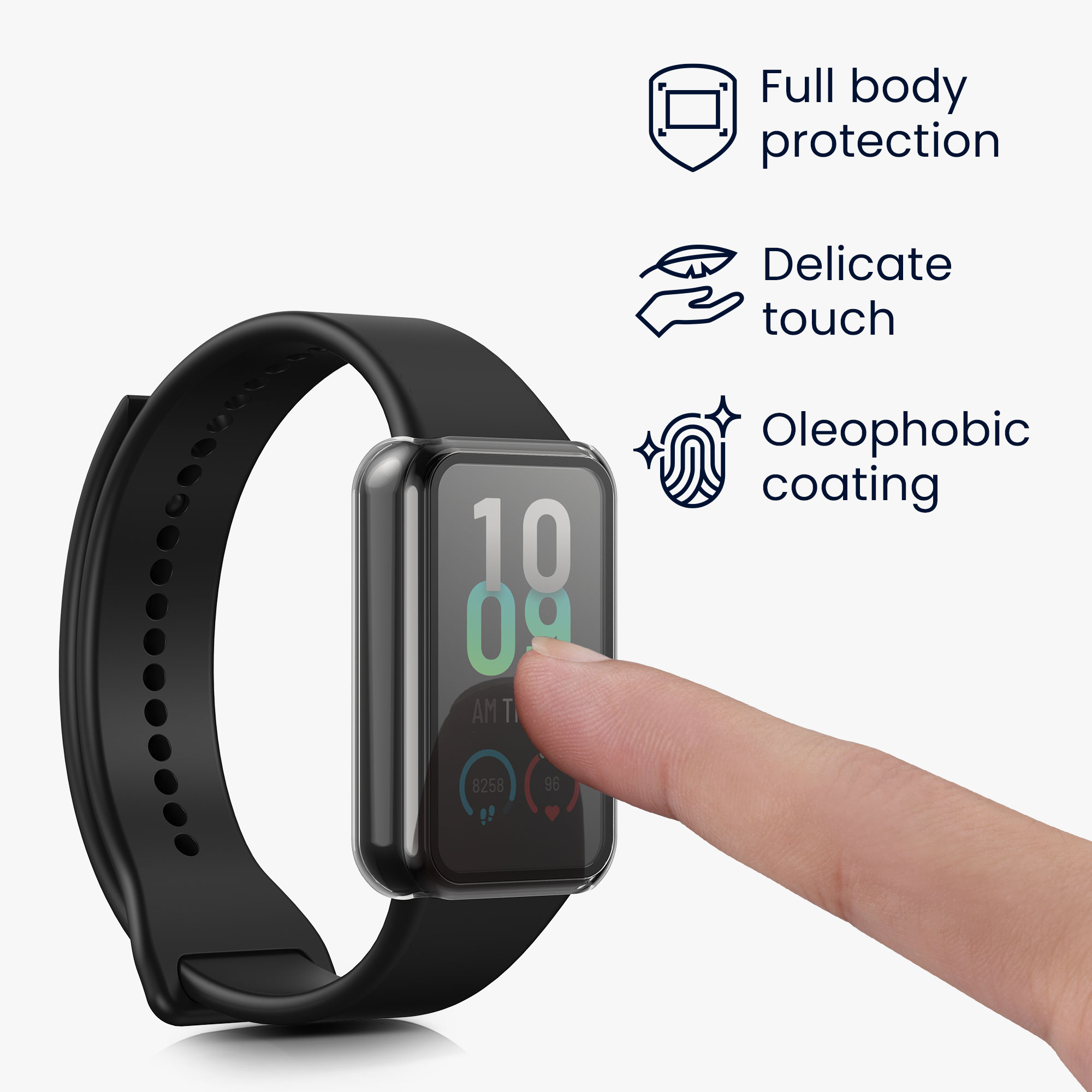 Sada 2 krytů s ochranou displeje pro Huami Amazfit Band 7 kwmobile - černá a transparentní