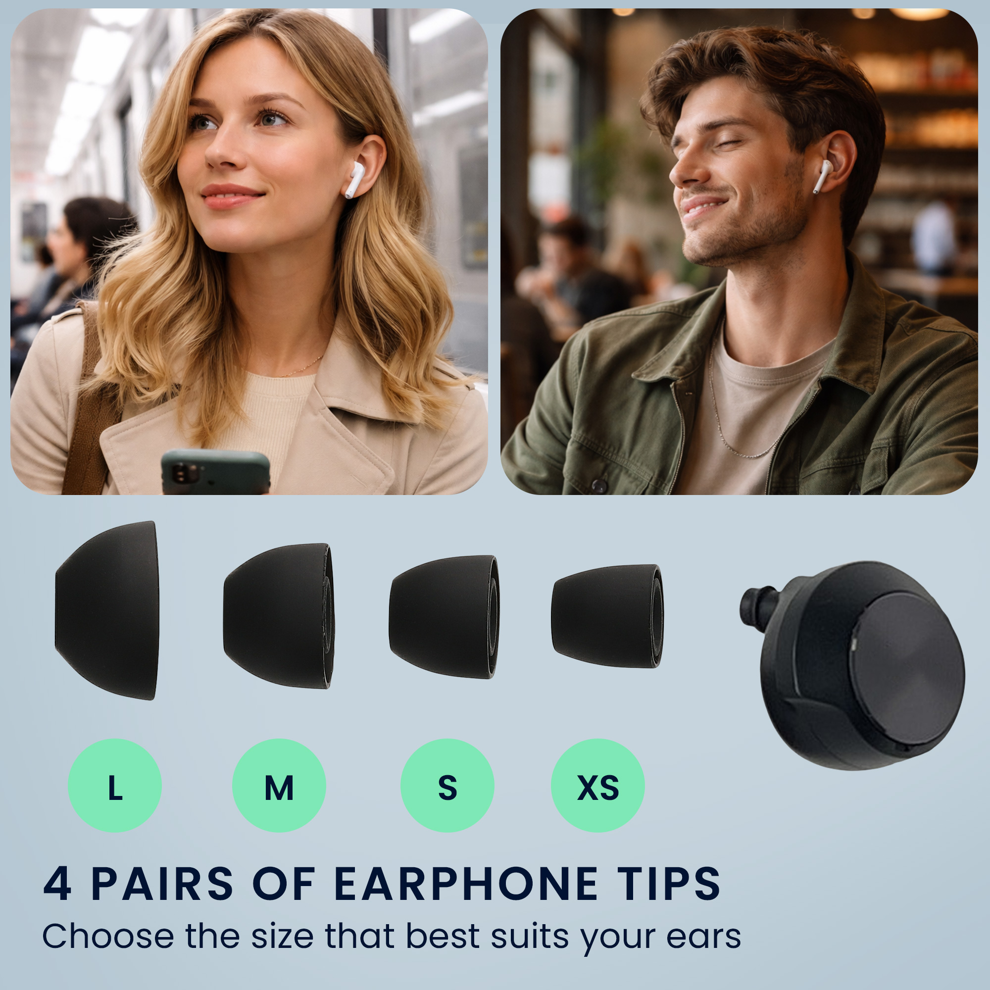Silikonové nástavce do sluchátek Beoplay B&O 8 ks černé