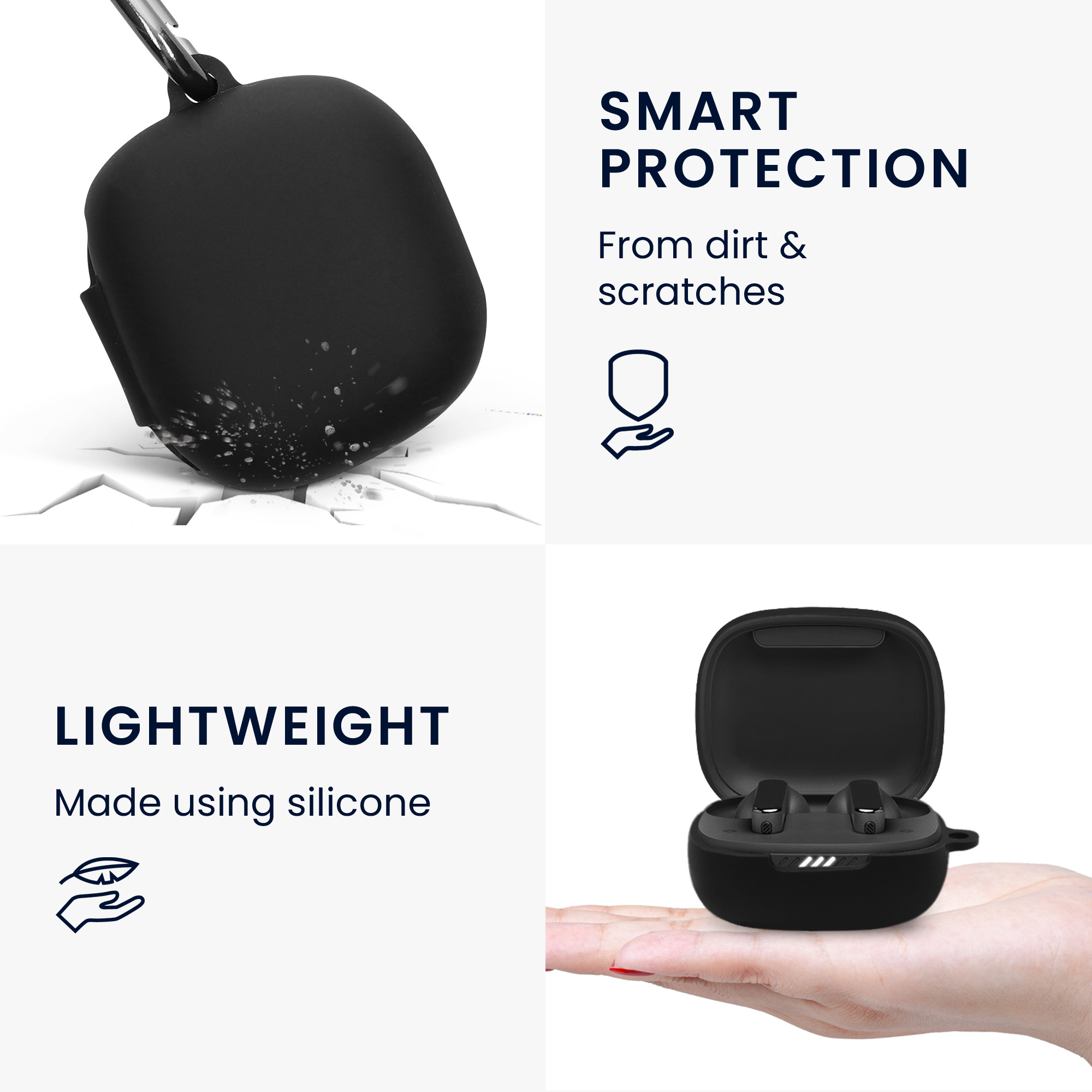 Pouzdro na sluchátka kwmobile pro JBL Live Pro Plus, černá / černá